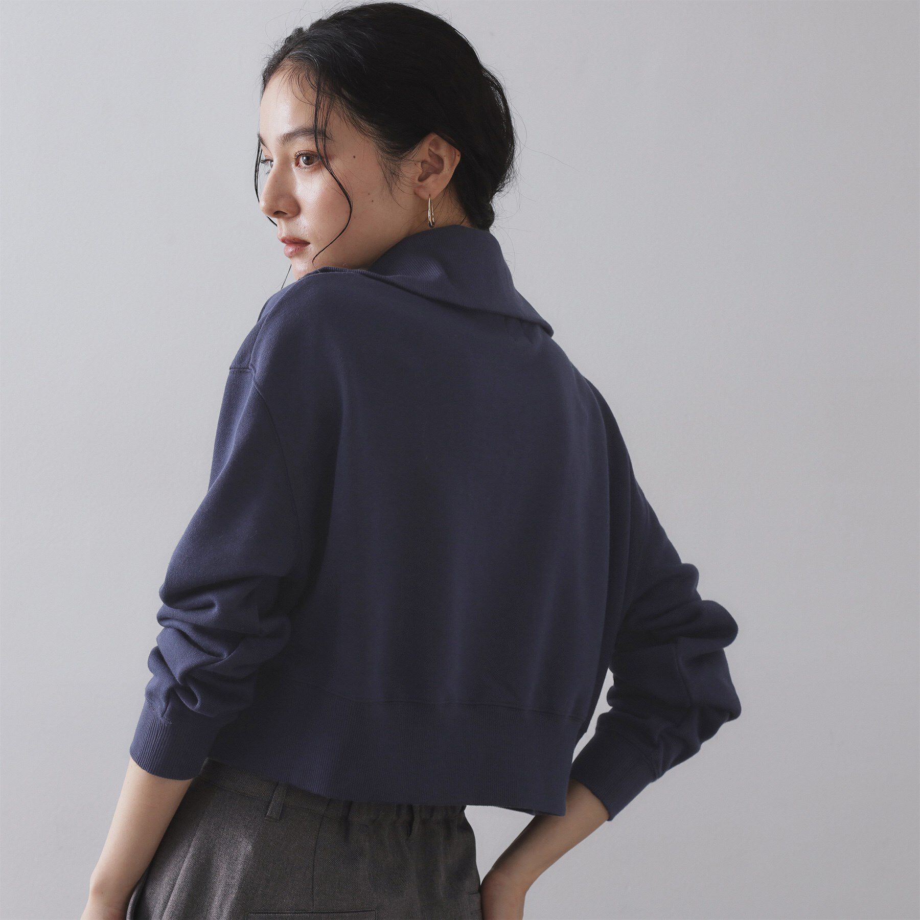 OPAQUE.CLIP「ロゴ刺繍ハーフジップトップス【洗濯機OK】」|Tシャツ・カットソー|