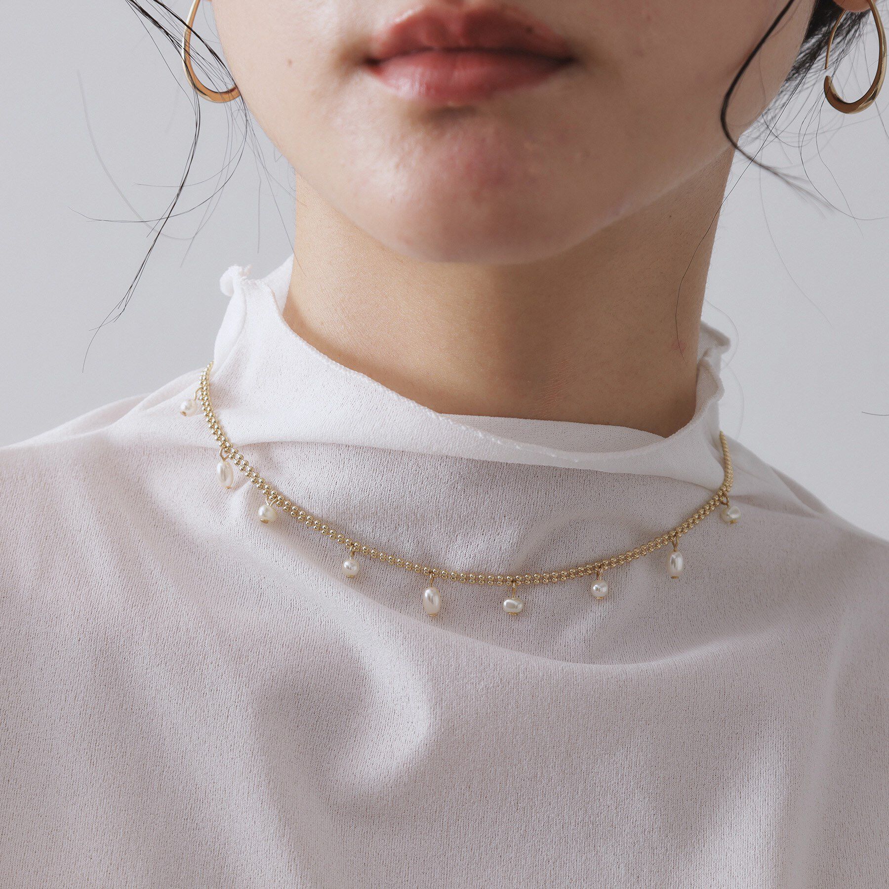 OPAQUE.CLIP「【2SET】2連フェイクパールチェーンネックレス」|ネックレス|