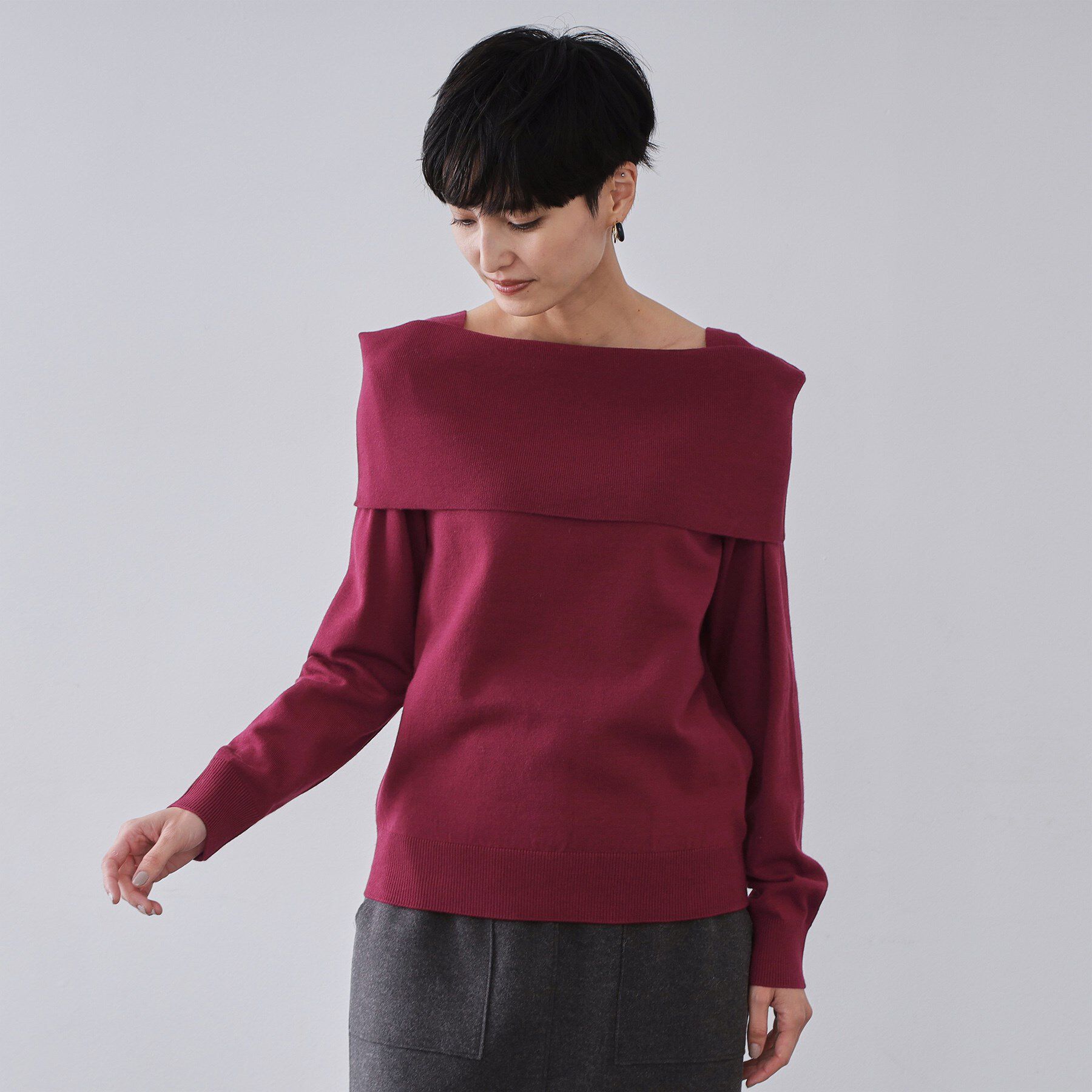 OPAQUE.CLIP「オフショルダーニット【洗濯機OK】」|ニット・セーター|