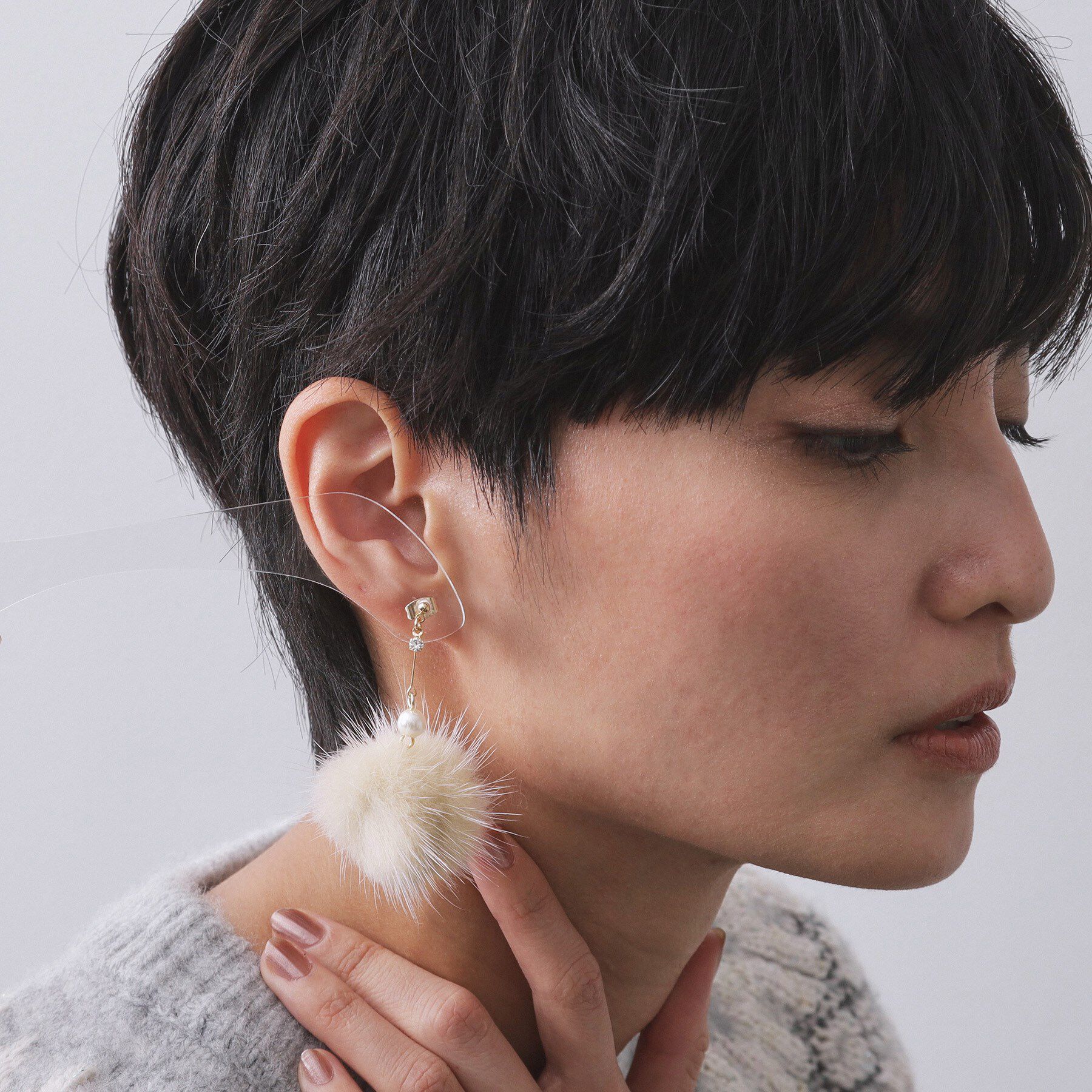 OPAQUE.CLIP「ミンクファーピアス」|ピアス|