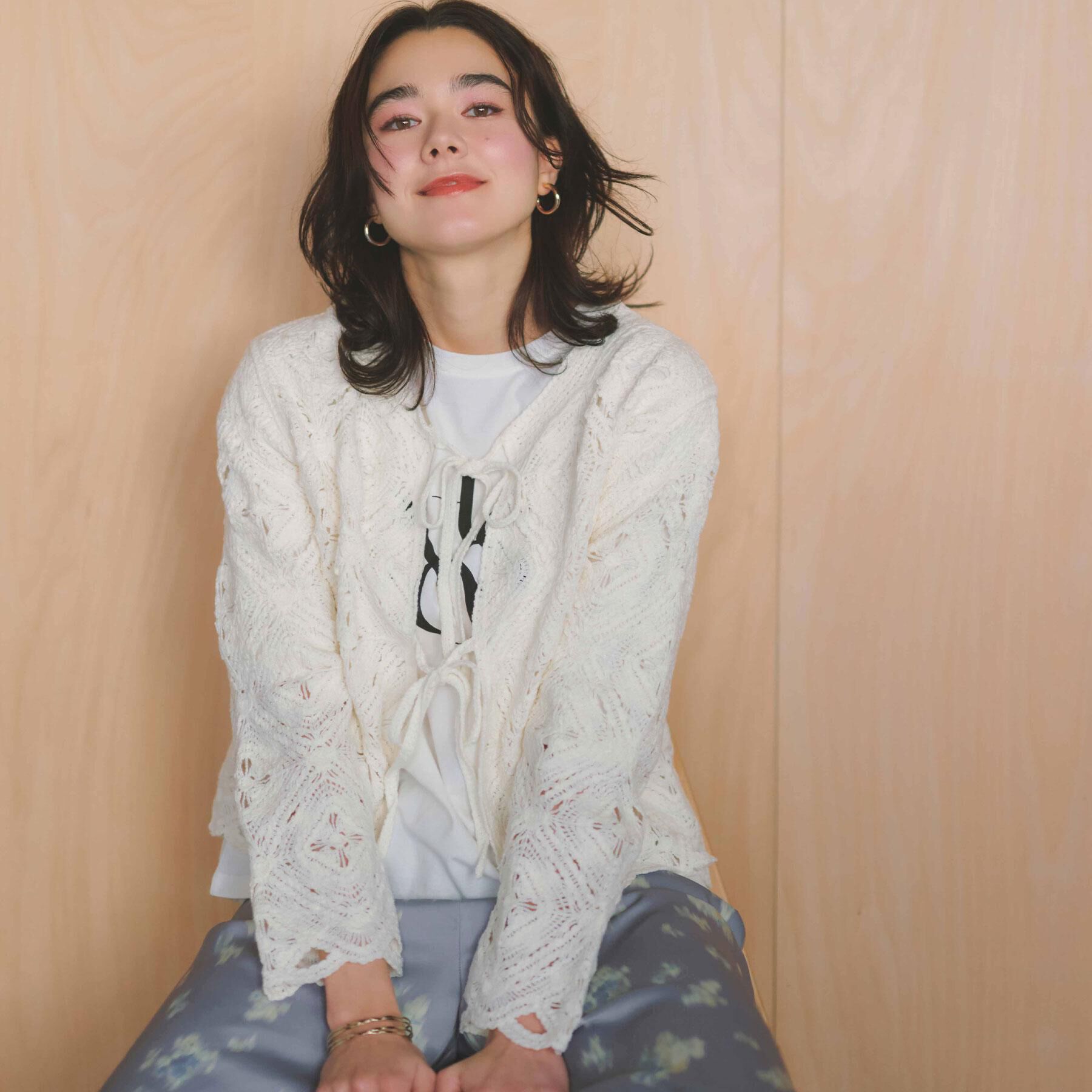 OPAQUE.CLIP「かぎ針風ニットカーディガン【洗濯機OK】」|カーディガン|