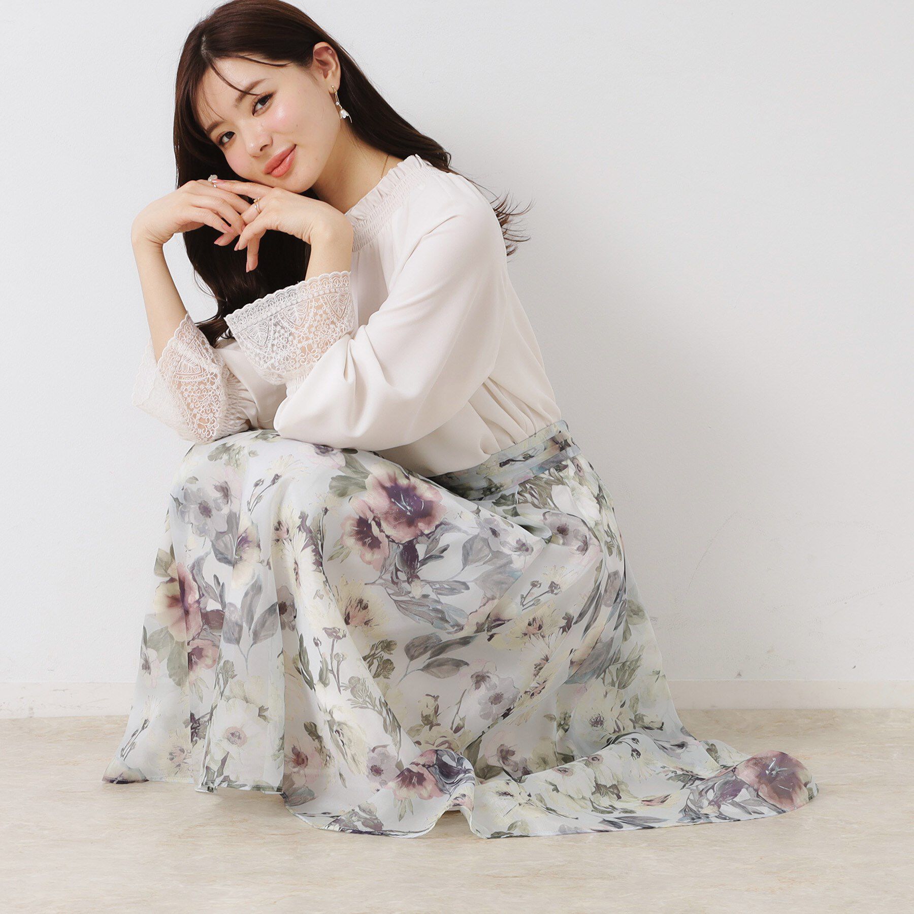 Couture broach「【一枚で着映える・華やか・上品】Summerオーガンフルールスカート」|スカート|