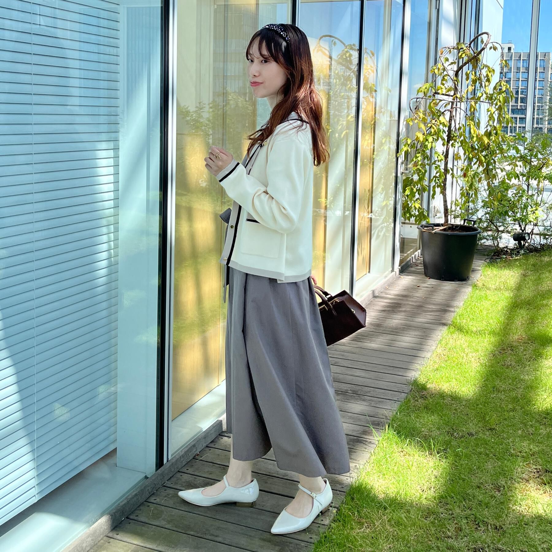 Couture broach「【高見え・通勤・大人可愛い】配色総針スカラカーディガン」|カーディガン|