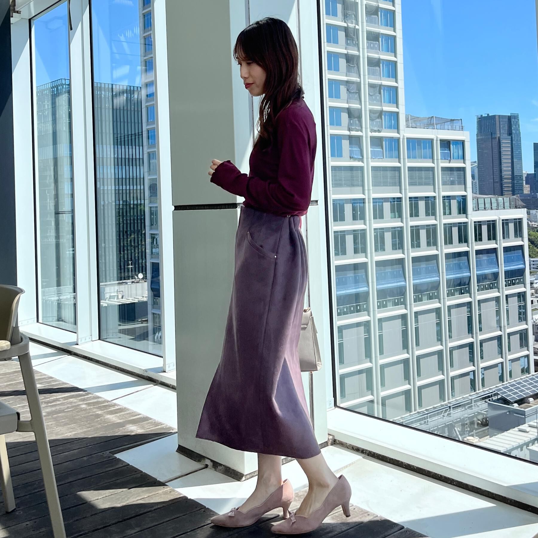 Couture broach「【洗える・ストレッチ・通勤】スエード調ダンボールIラインスカート」|スカート|