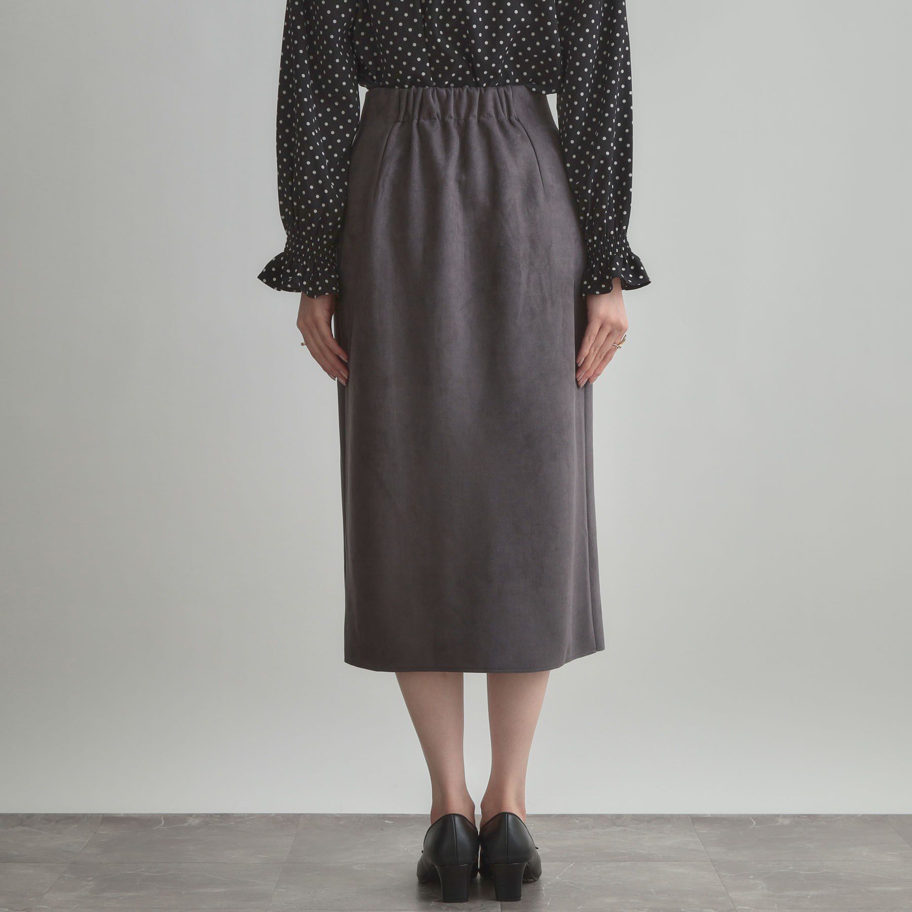 Couture broach「【洗える・ストレッチ・通勤】スエード調ダンボールIラインスカート」|スカート|