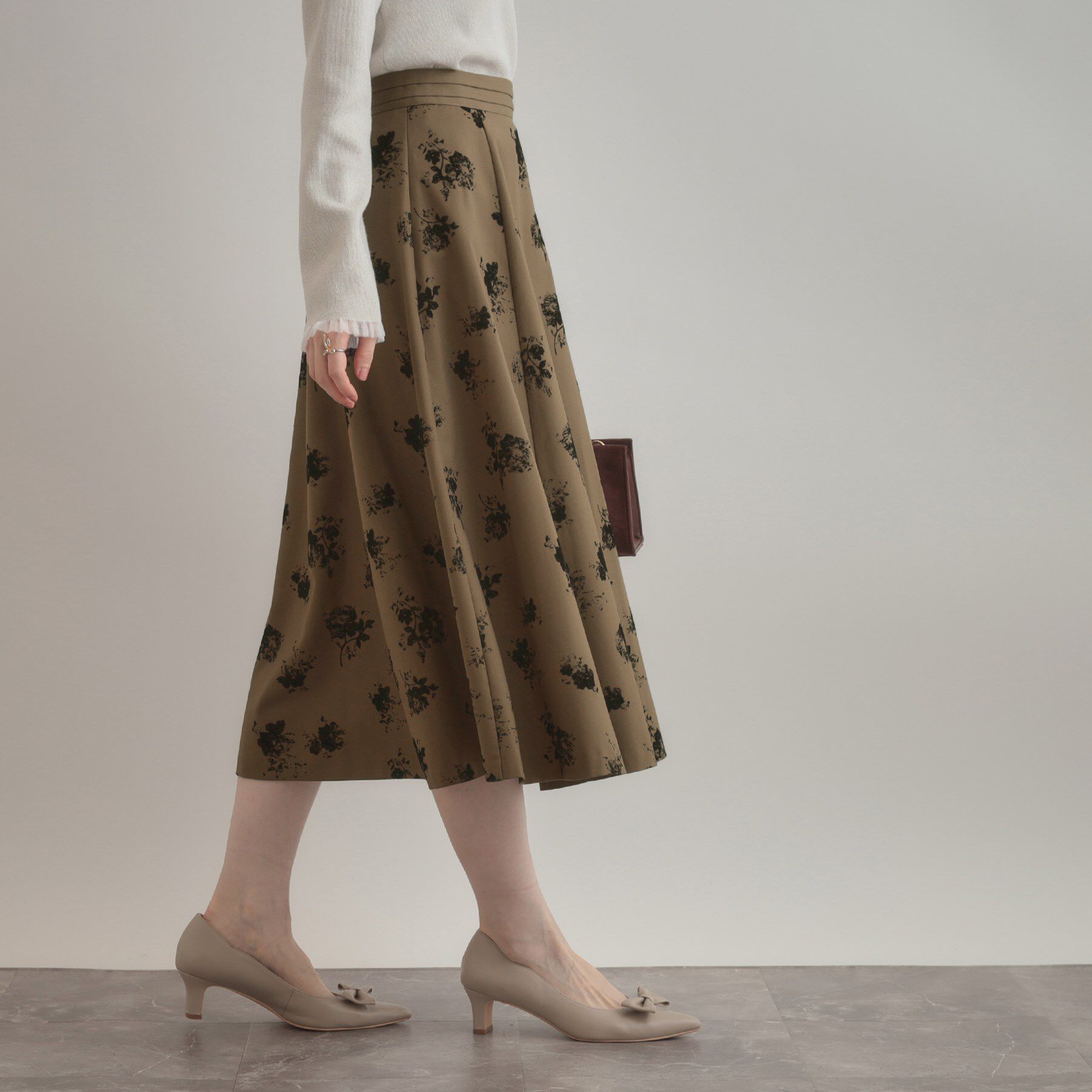 Couture broach「【美シルエット・通勤】フロッキーフラワープリントスカート」|スカート|