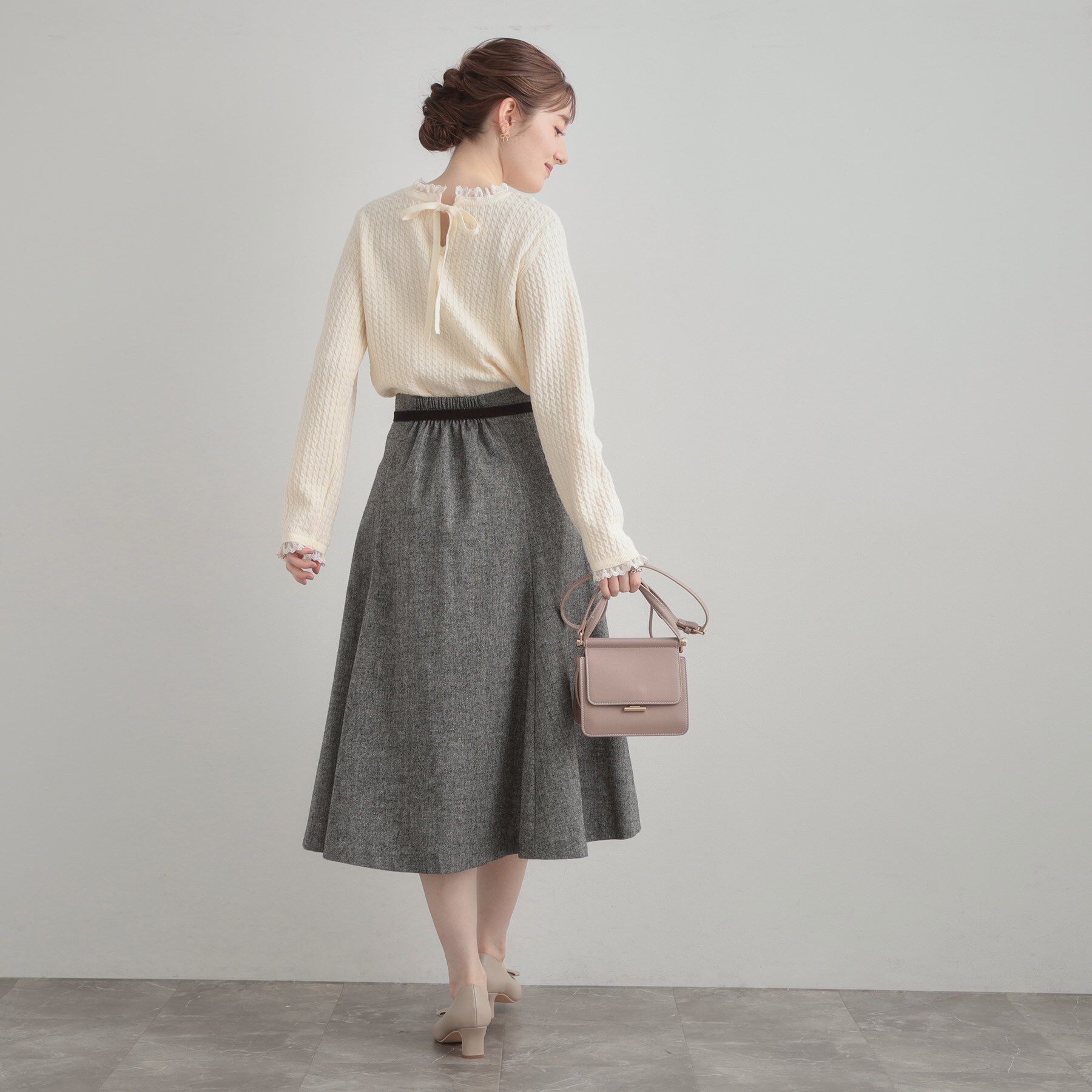 Couture broach「【大人上品・着映え】ケーブルレース バックリボンニット」|ニット・セーター|