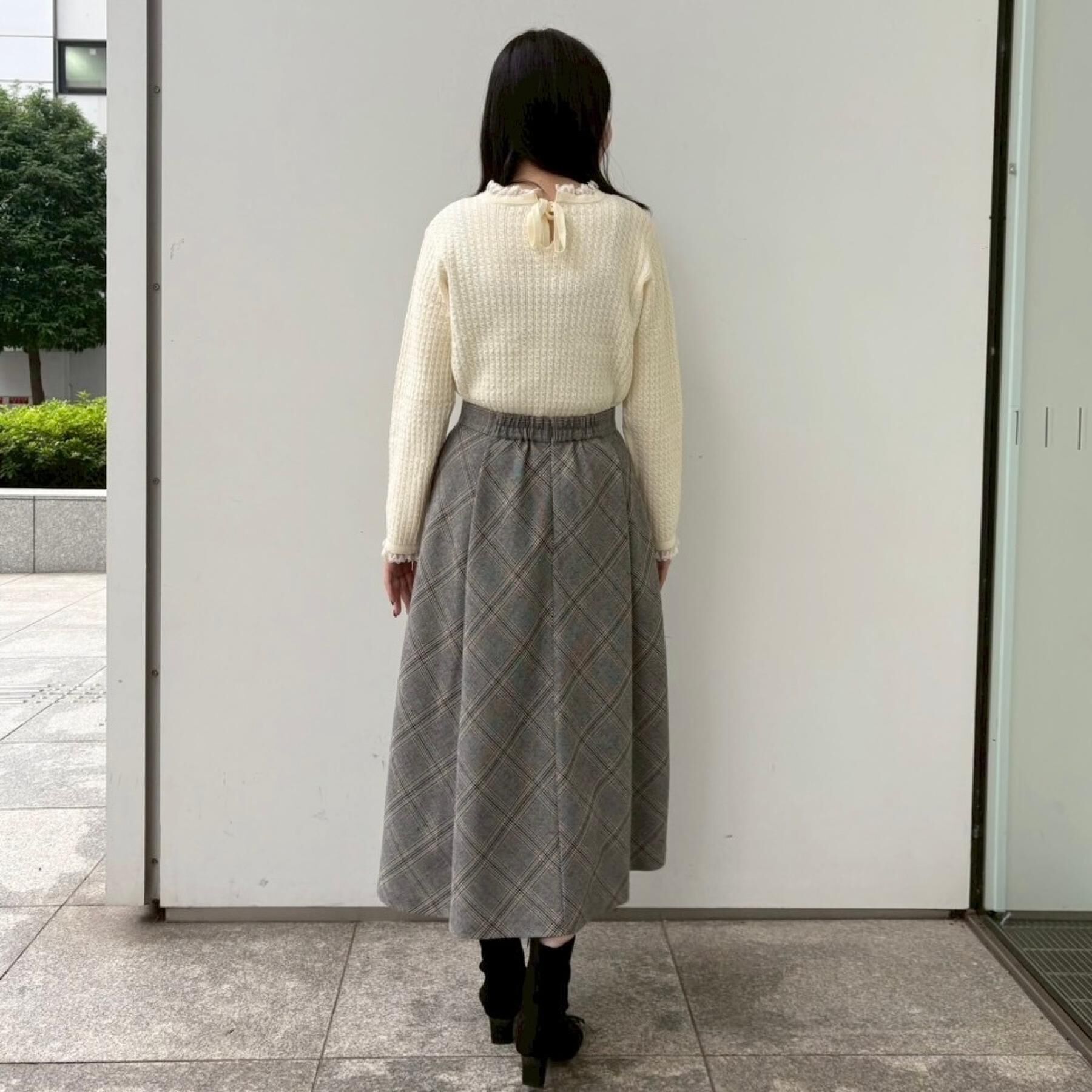 Couture broach「【大人上品・着映え】ケーブルレース バックリボンニット」|ニット・セーター|