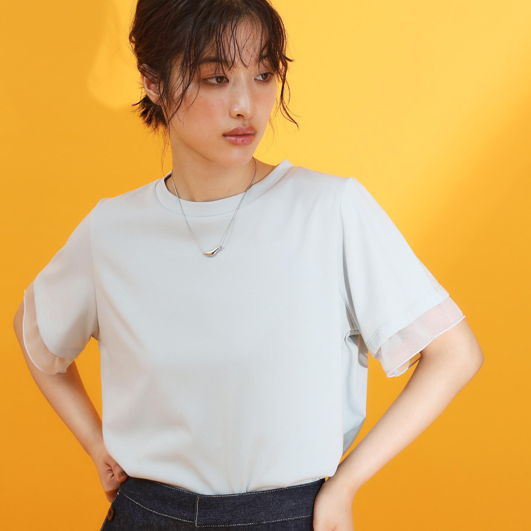 THE SHOP TK「【再入荷】袖シアーTシャツ【接触冷感/UV/洗濯機OK】」|Tシャツ・カットソー|