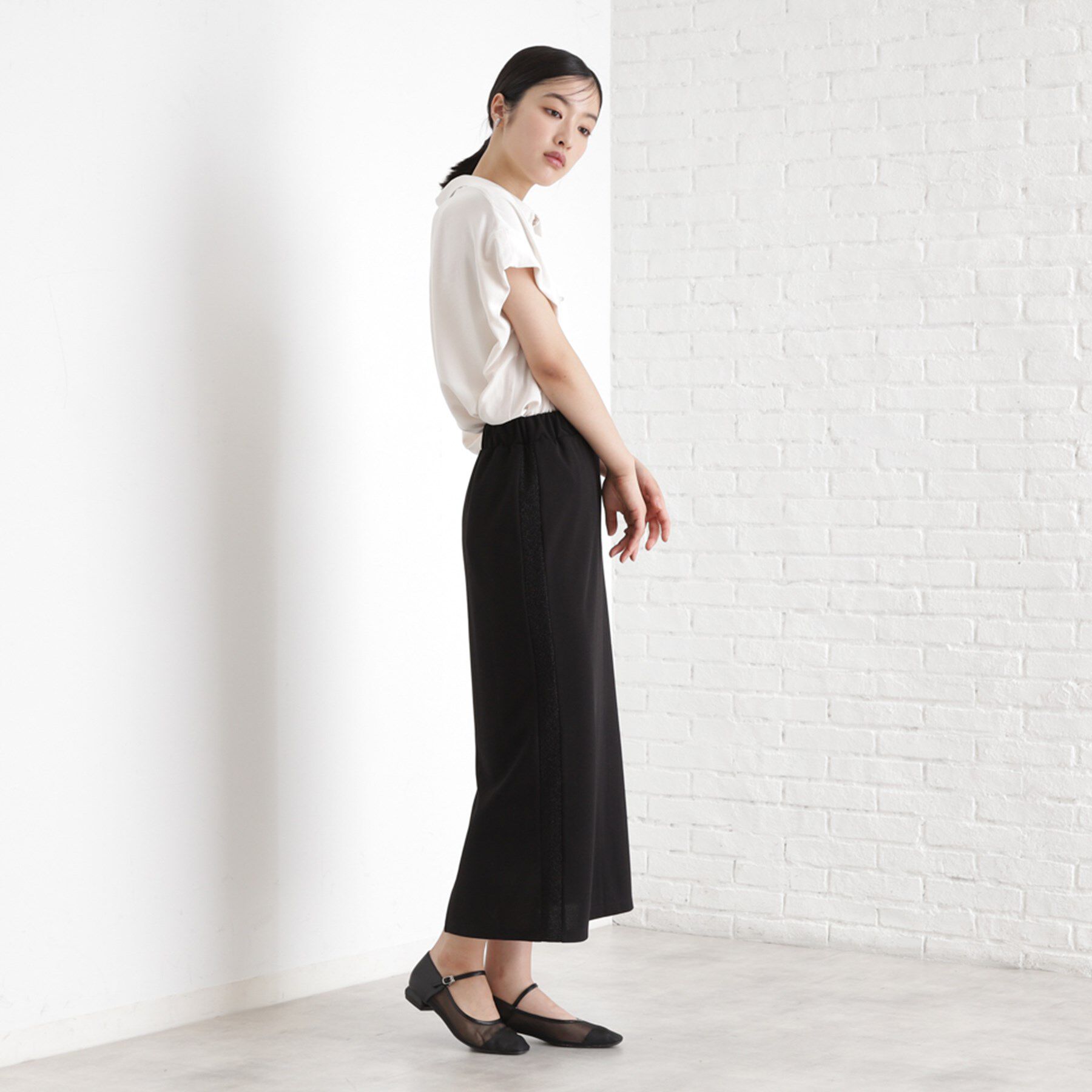 THE SHOP TK「サイドラメラインタイトスカート【洗濯機OK】」|スカート|