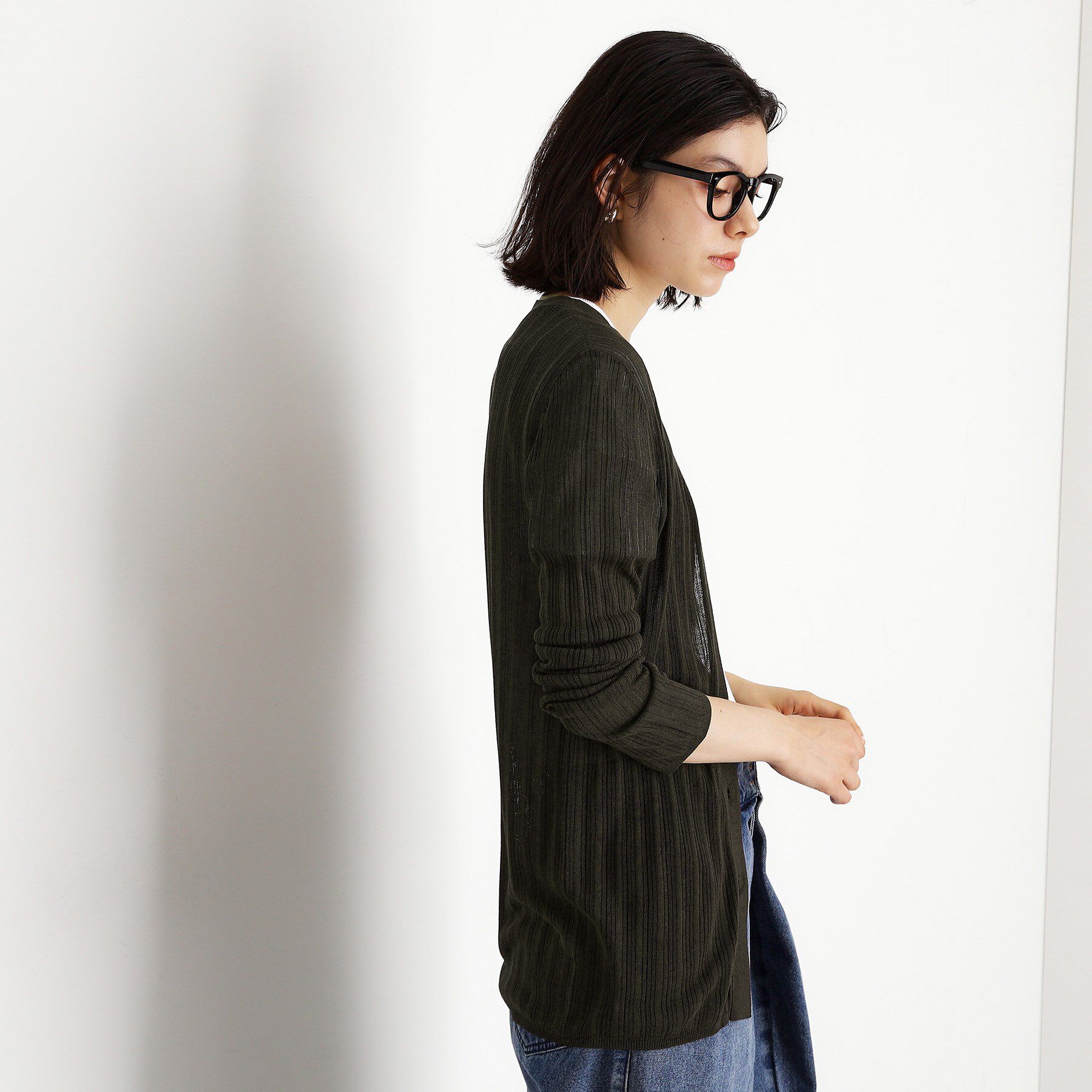 THE SHOP TK「ランダムリブカーディガン【洗濯機OK】」|カーディガン|