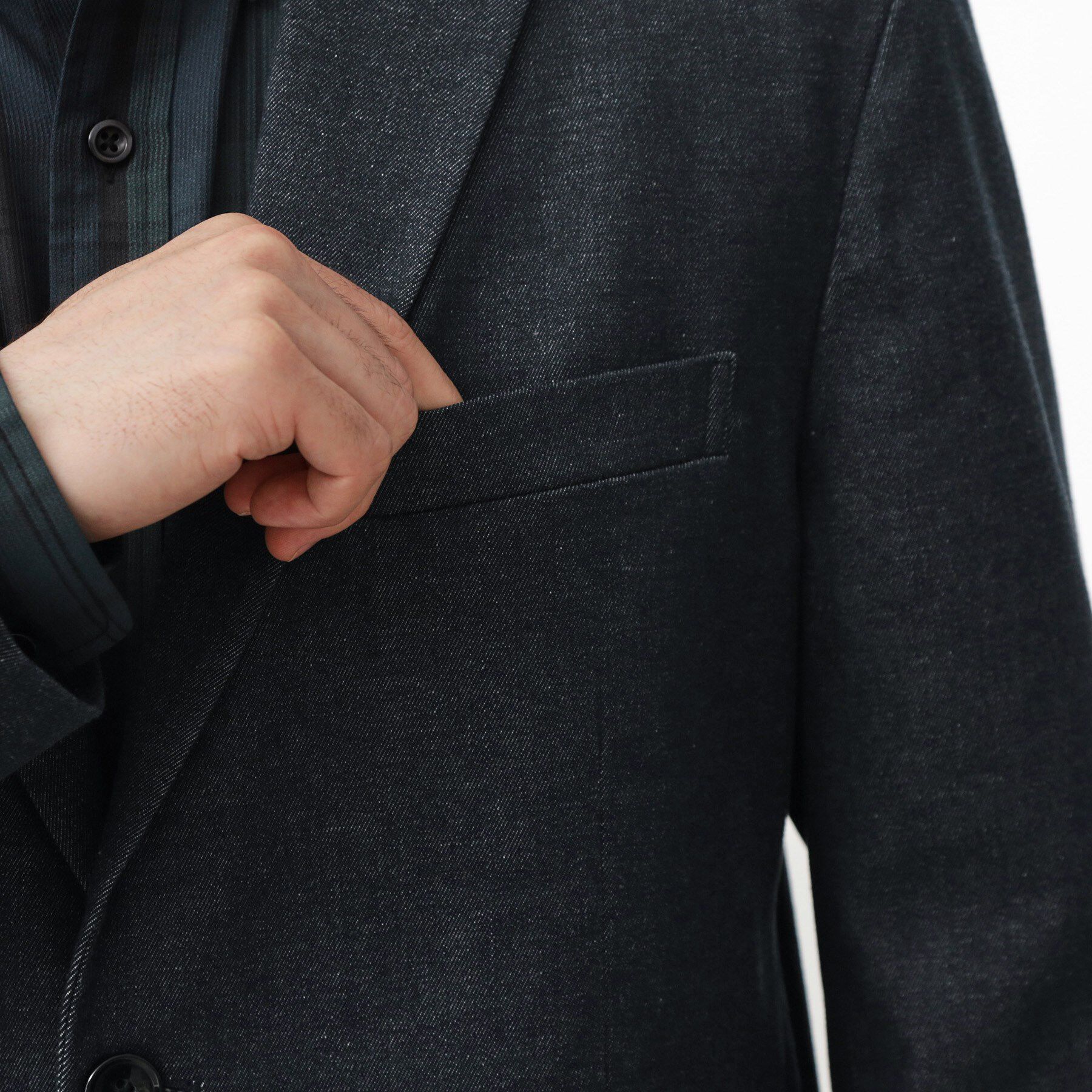 THE SHOP TK「エバーデニムジャケット【色落ちしにくい/洗濯機OK/ストレッチ/セットアップ可】」|テーラードジャケット|