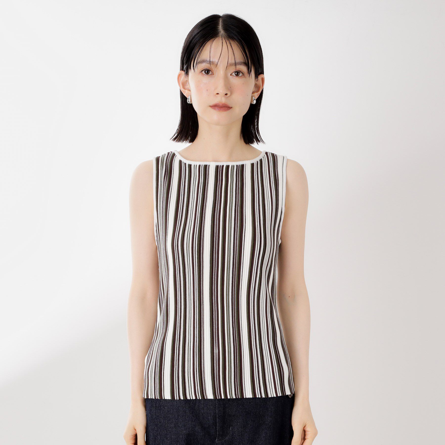 THE SHOP TK「ストライプ柄ニットタンク前後2WAY」|ニット・セーター|