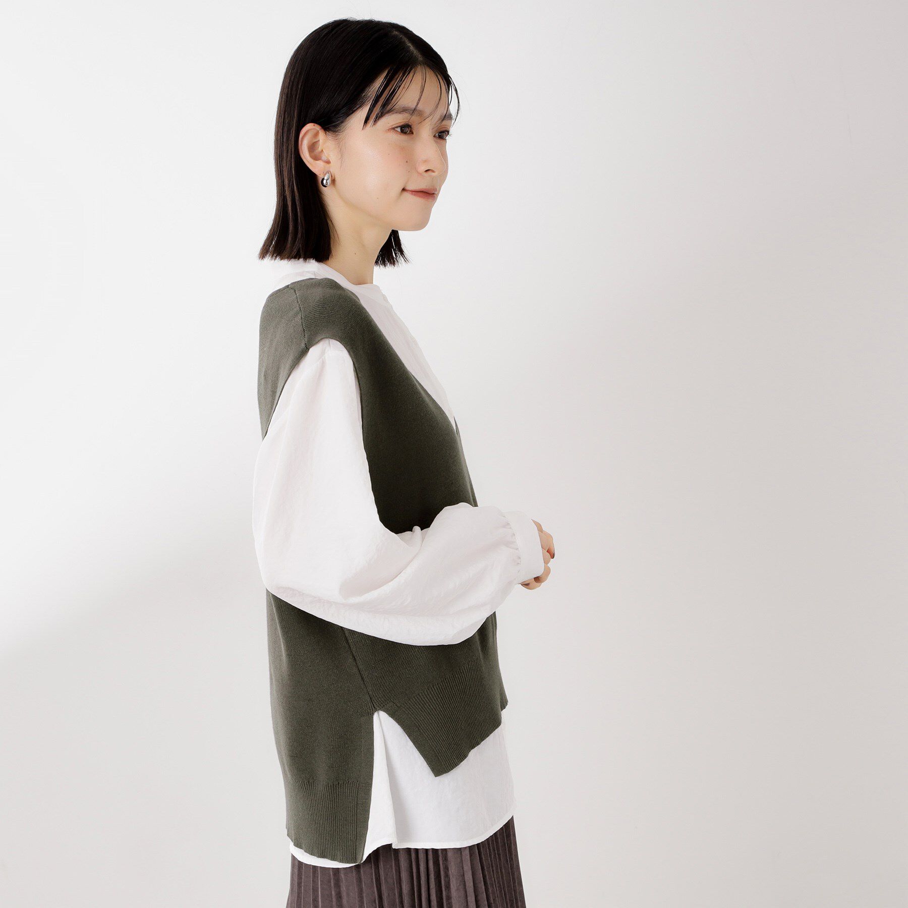 THE SHOP TK「【春まで着られる】ニットベスト＆ブラウスセット/洗濯機OK」|シャツ・ブラウス|