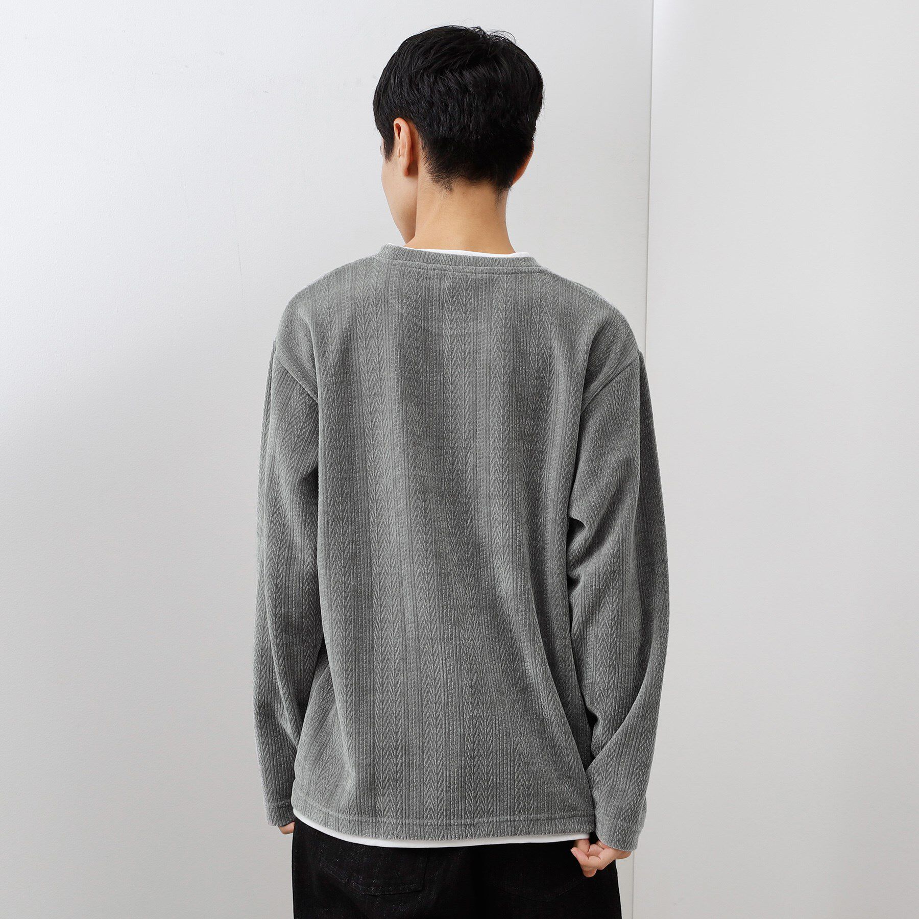 THE SHOP TK「【心地良い、滑らかさ】レイヤード風ケーブル ニットソー 【洗濯機OK】」|Tシャツ・カットソー|