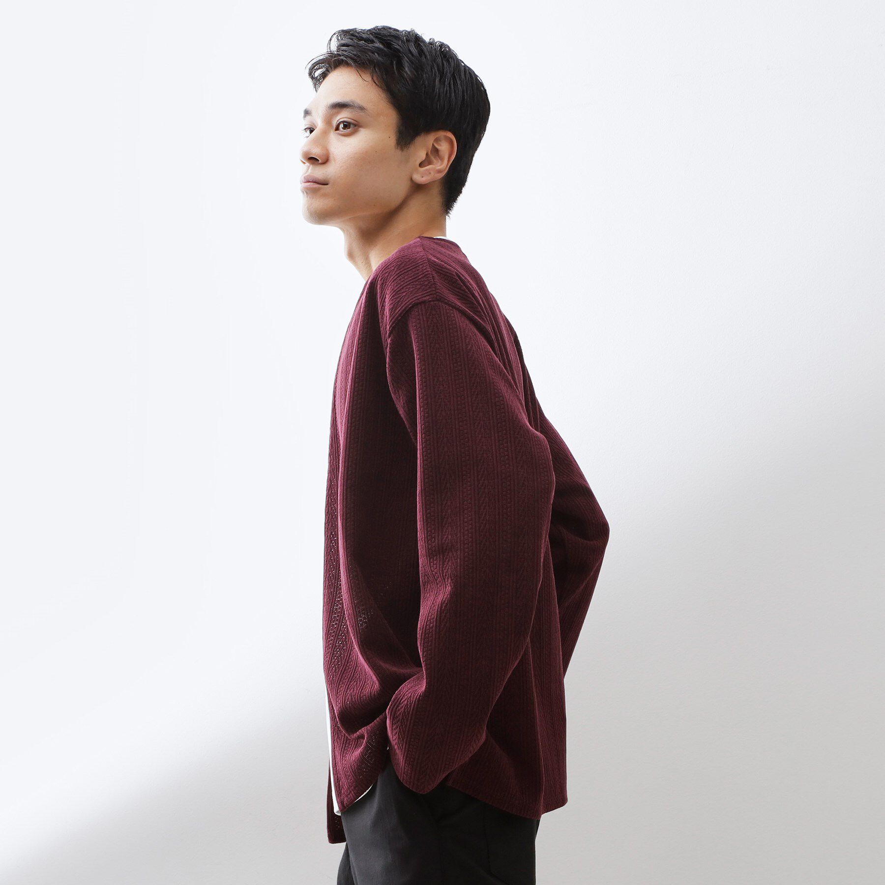 THE SHOP TK「【セットでお買い得！】モールニットカーディガン＋長袖Tシャツ　洗濯機OK/吸水速乾・毛玉になりにくい」|カーディガン|