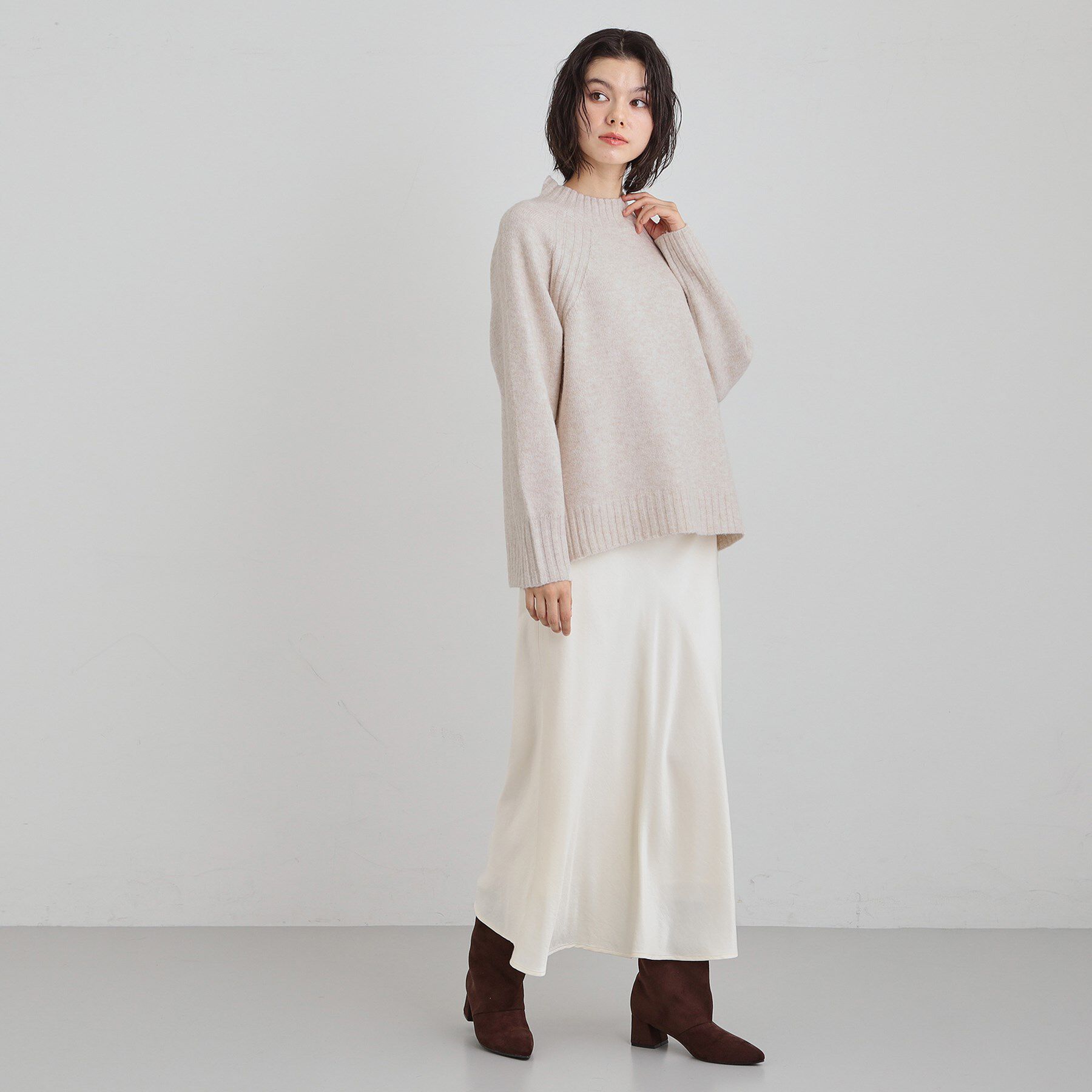 THE SHOP TK「ふんわり柔らかきれい色 ウール混ハイネックニット」|ニット・セーター|