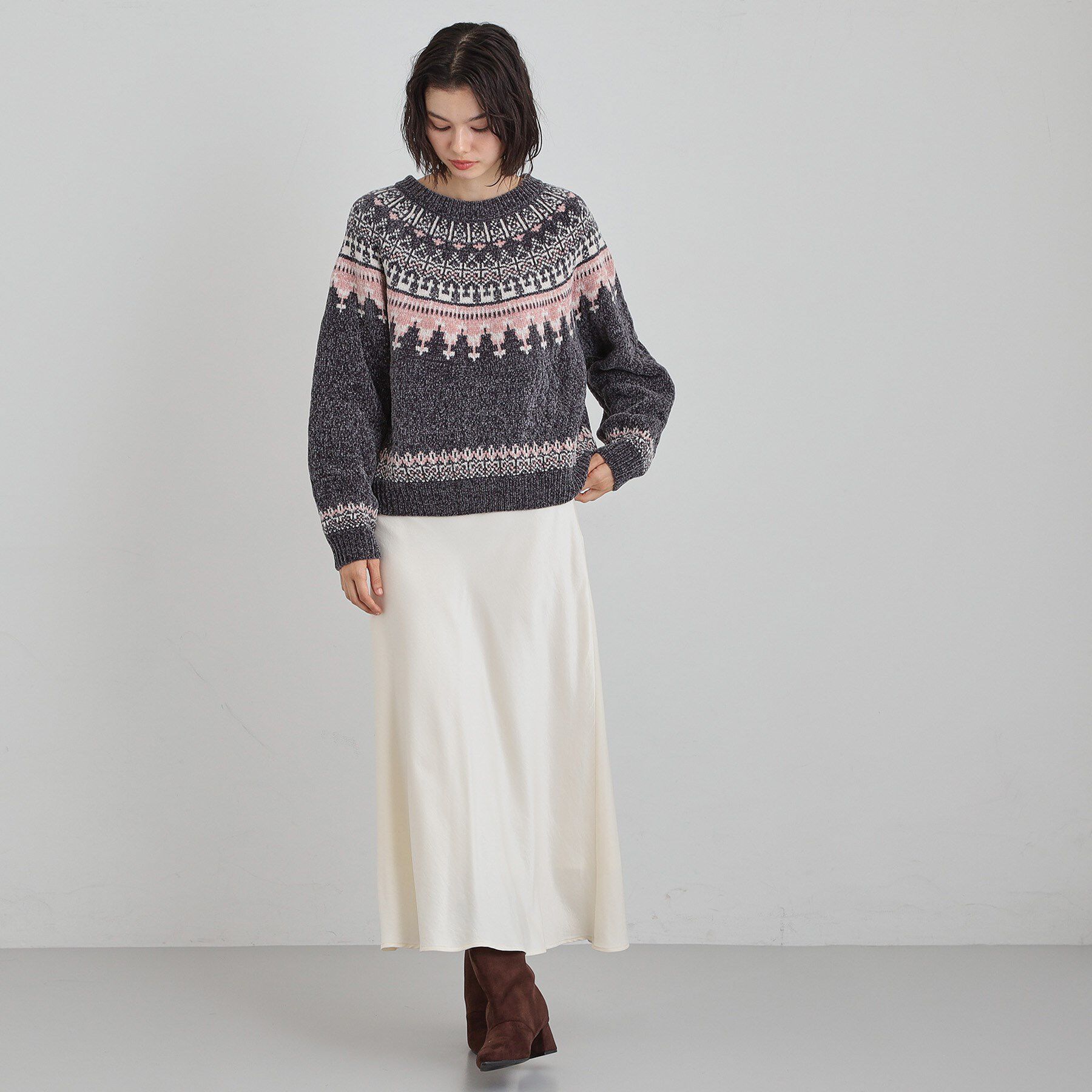 THE SHOP TK「上品さと少しの遊び心を モール求心柄ニット」|ニット・セーター|