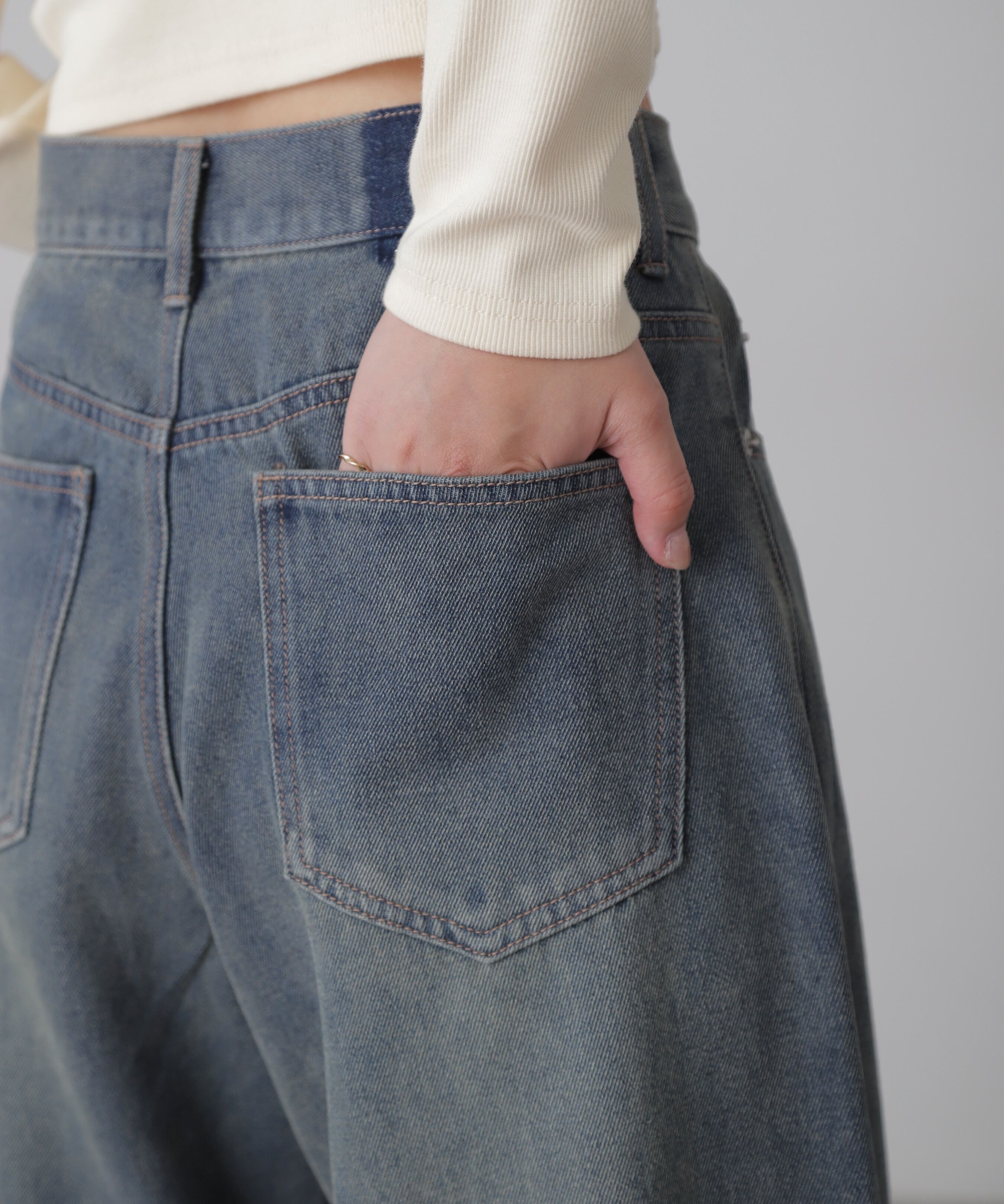  「裾ボタン2wayバギーデニムパンツ」|その他|