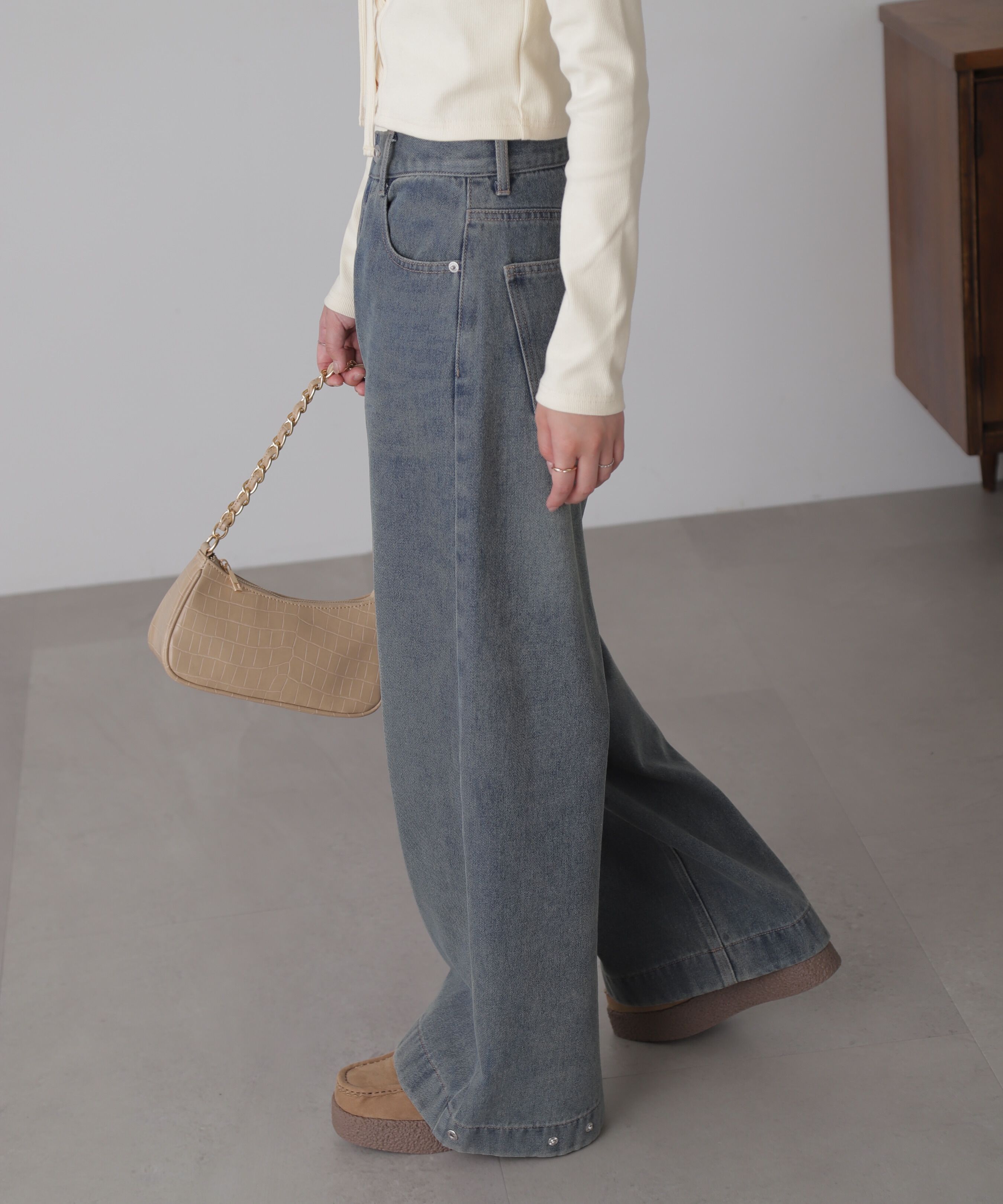  「裾ボタン2wayバギーデニムパンツ」|その他|