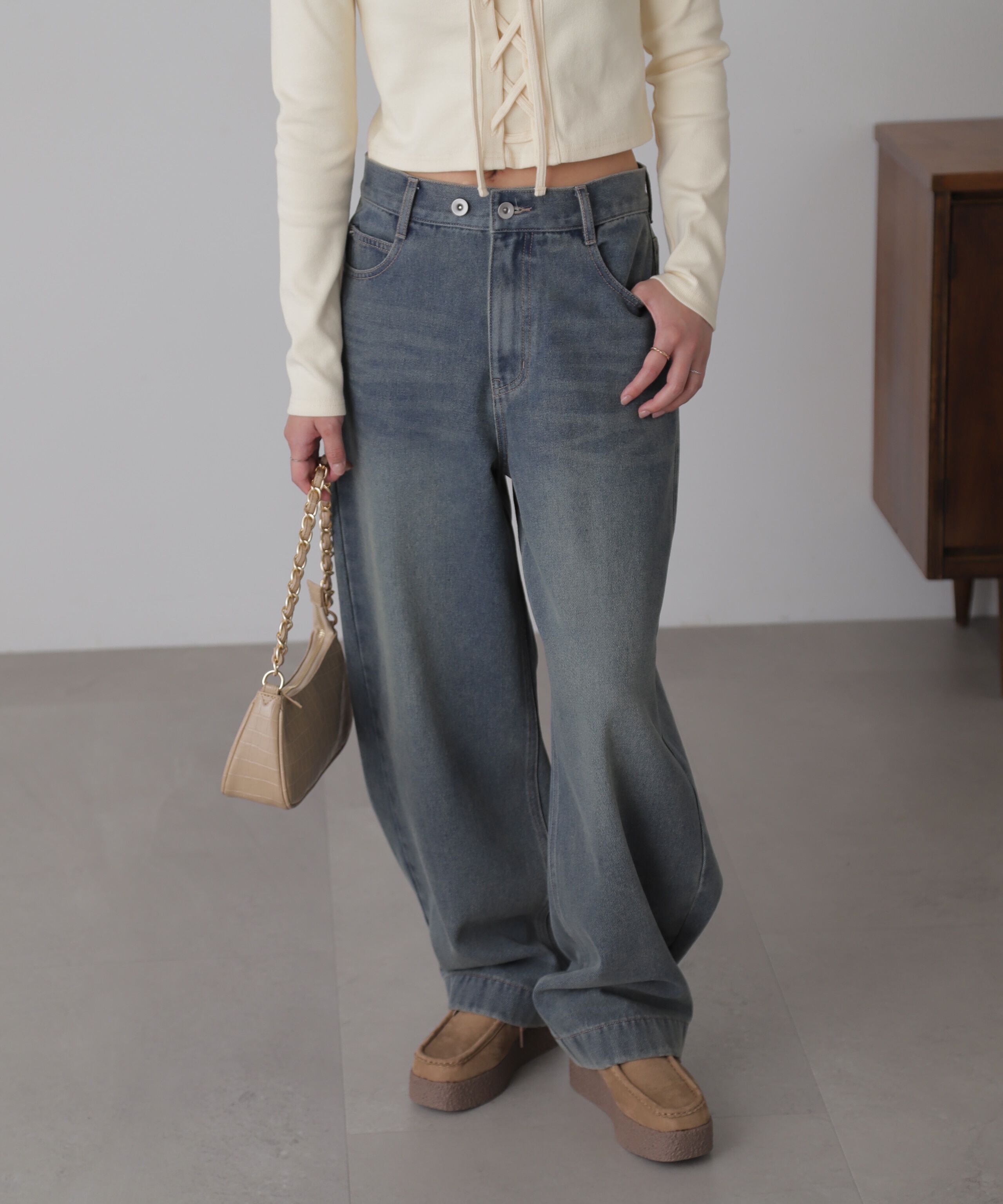  「裾ボタン2wayバギーデニムパンツ」|その他|