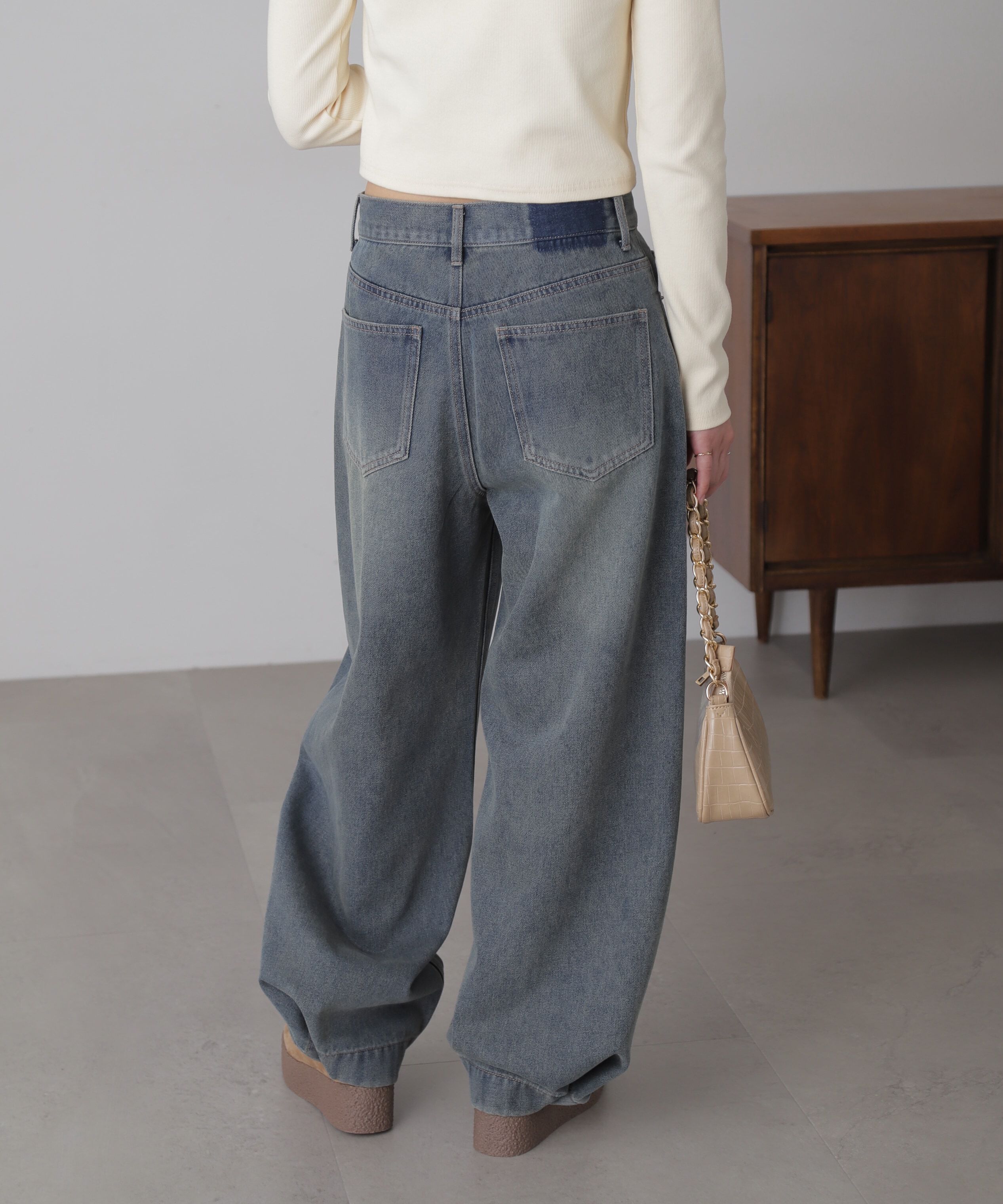  「裾ボタン2wayバギーデニムパンツ」|その他|