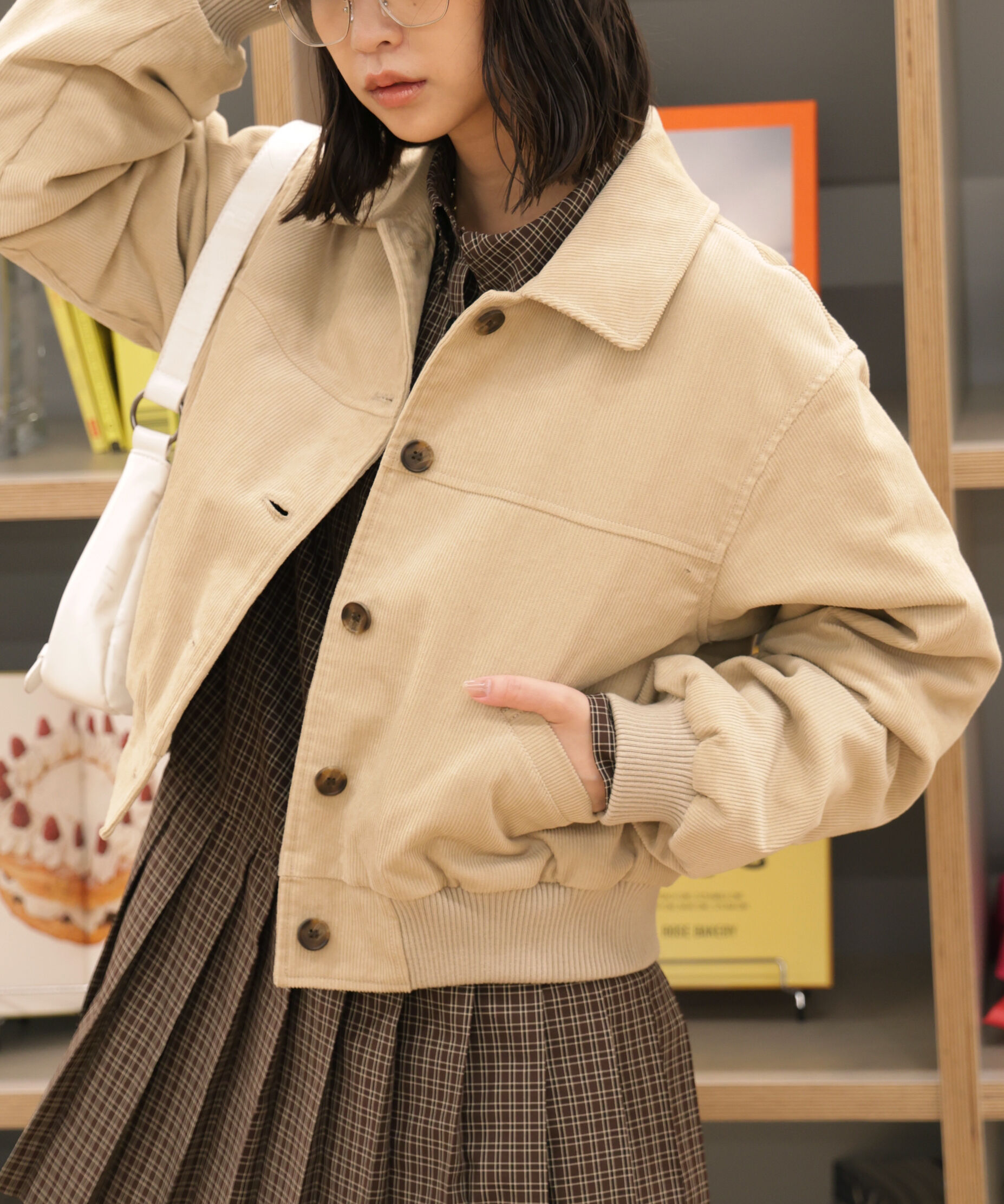  「コーデュロイ中綿ブルゾン」|ブルゾン・スタジャン|ベージュ