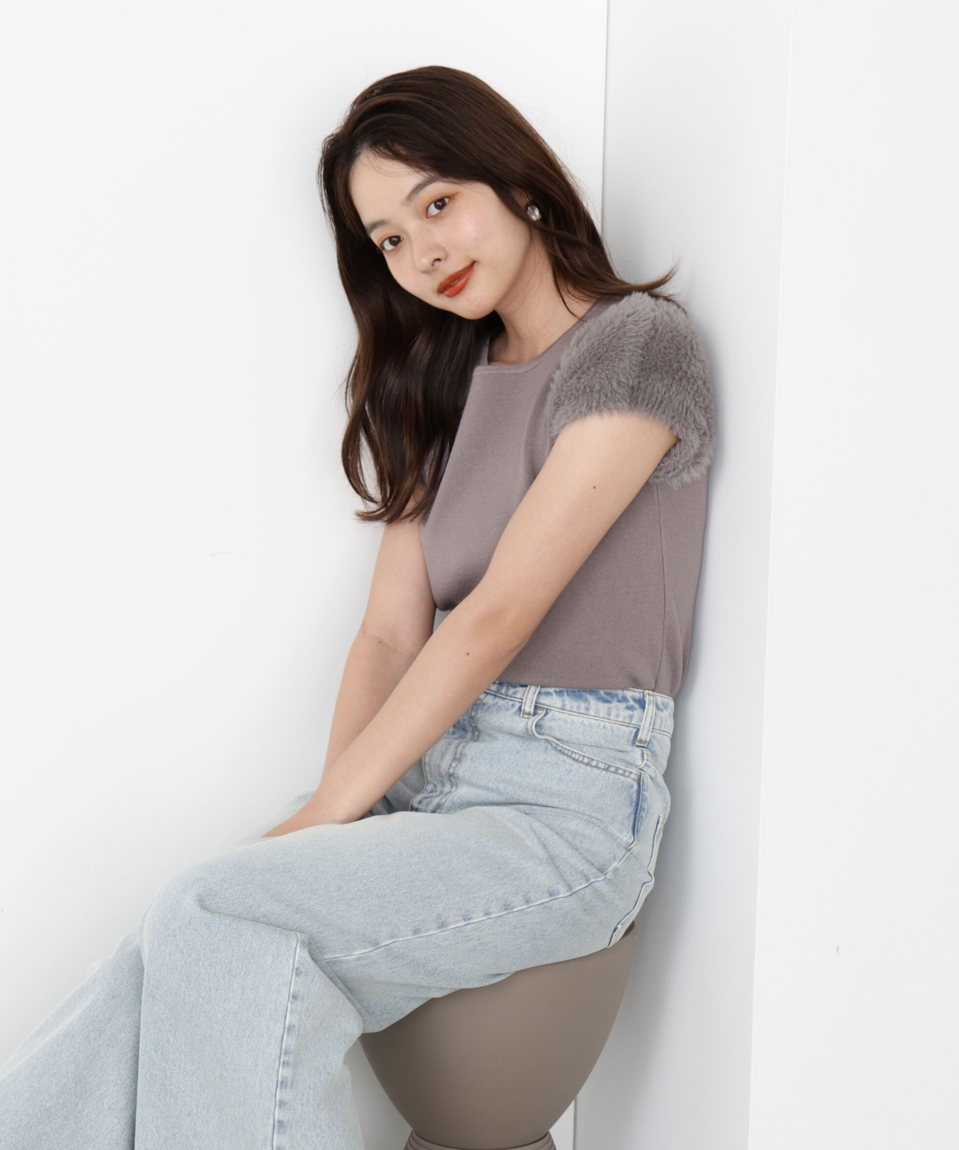 PROPORTION BODY DRESSING「＜ハンドウォッシャブル＞ドッキングスリーブニット」|ニット・セーター|グレー