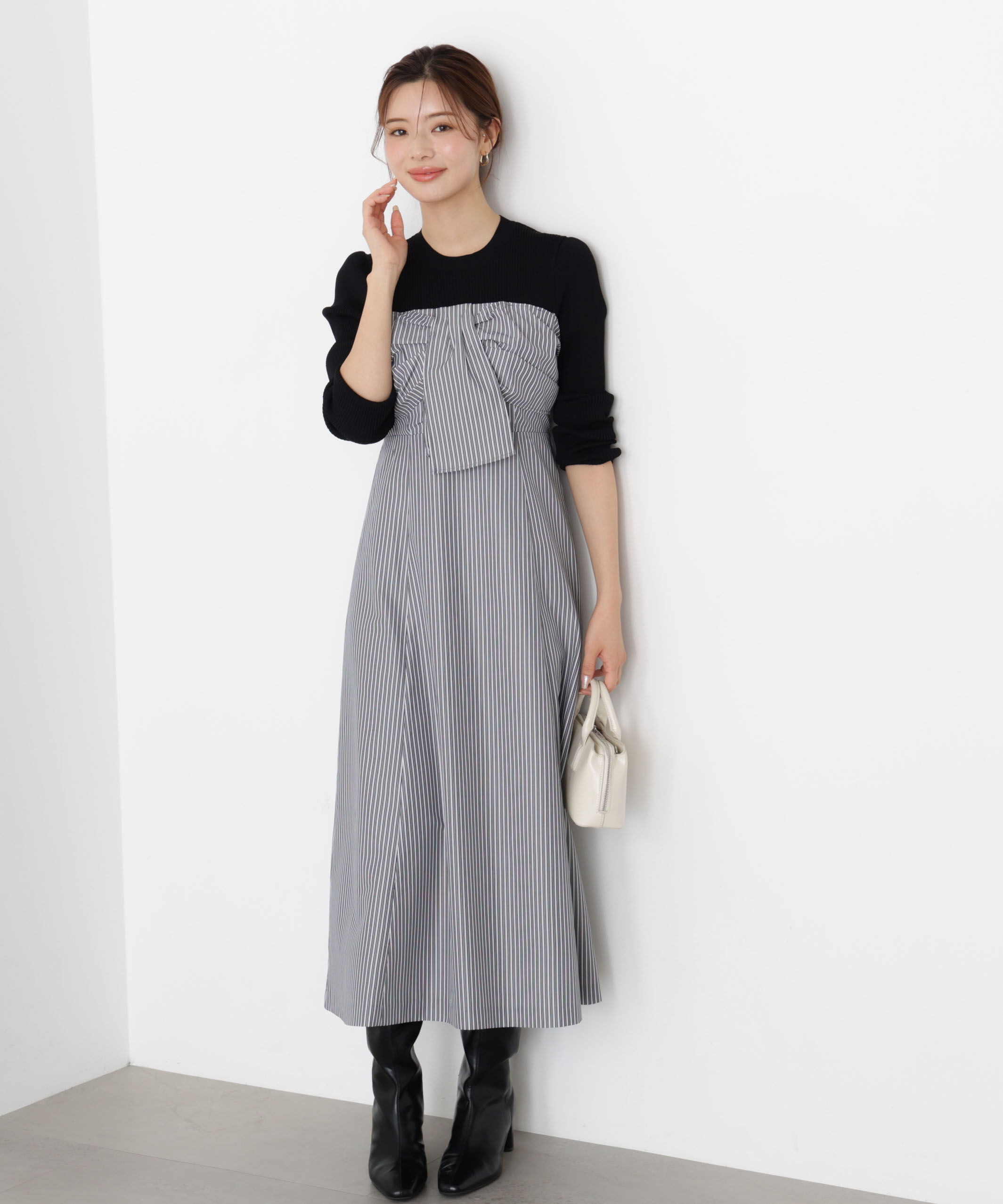 PROPORTION BODY DRESSING「フロントリボンドッキングワンピース 25AW」|ワンピース|