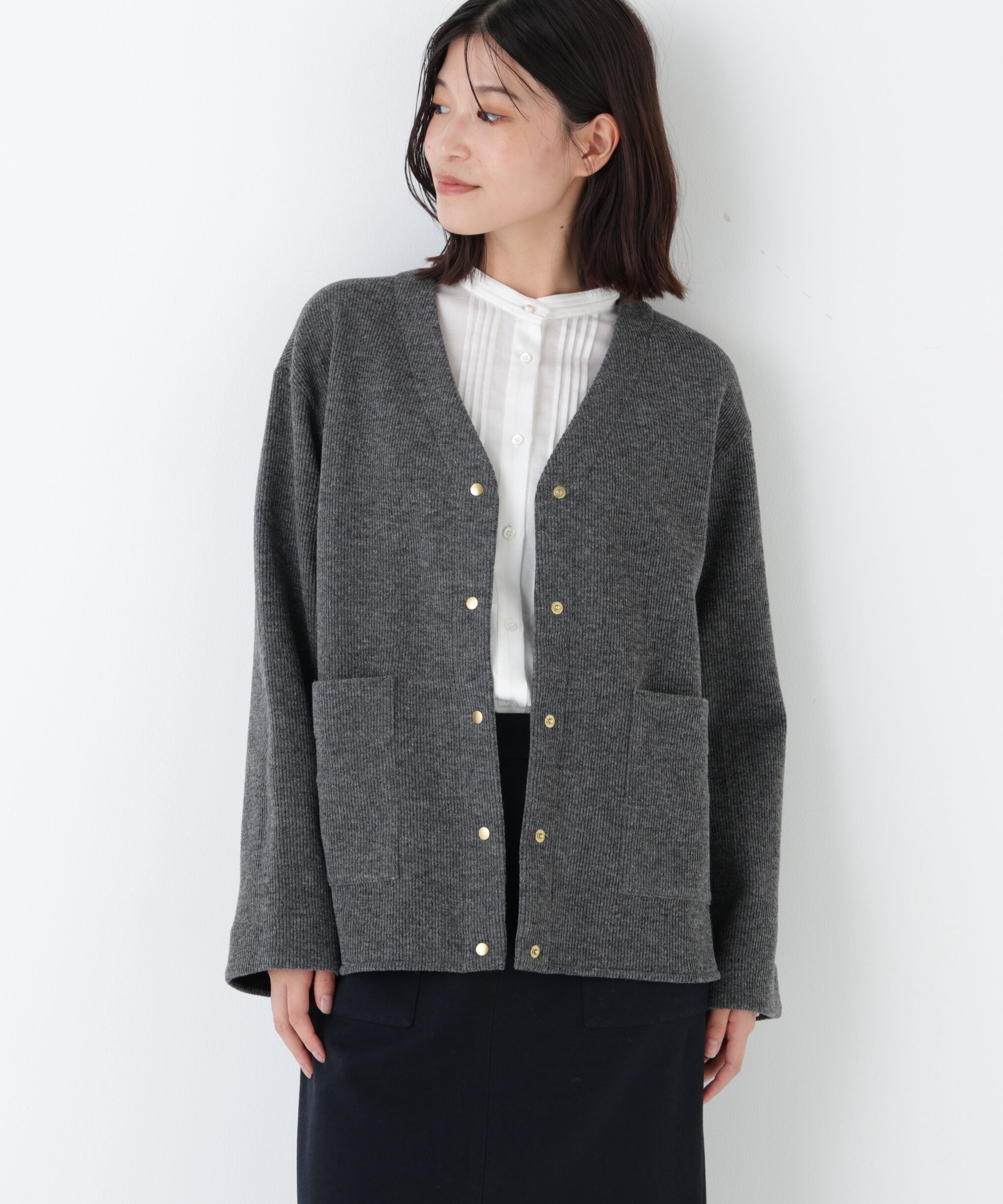  「◆クォーターゲージＶネックカーディガン」|ブルゾン・スタジャン|トップグレー