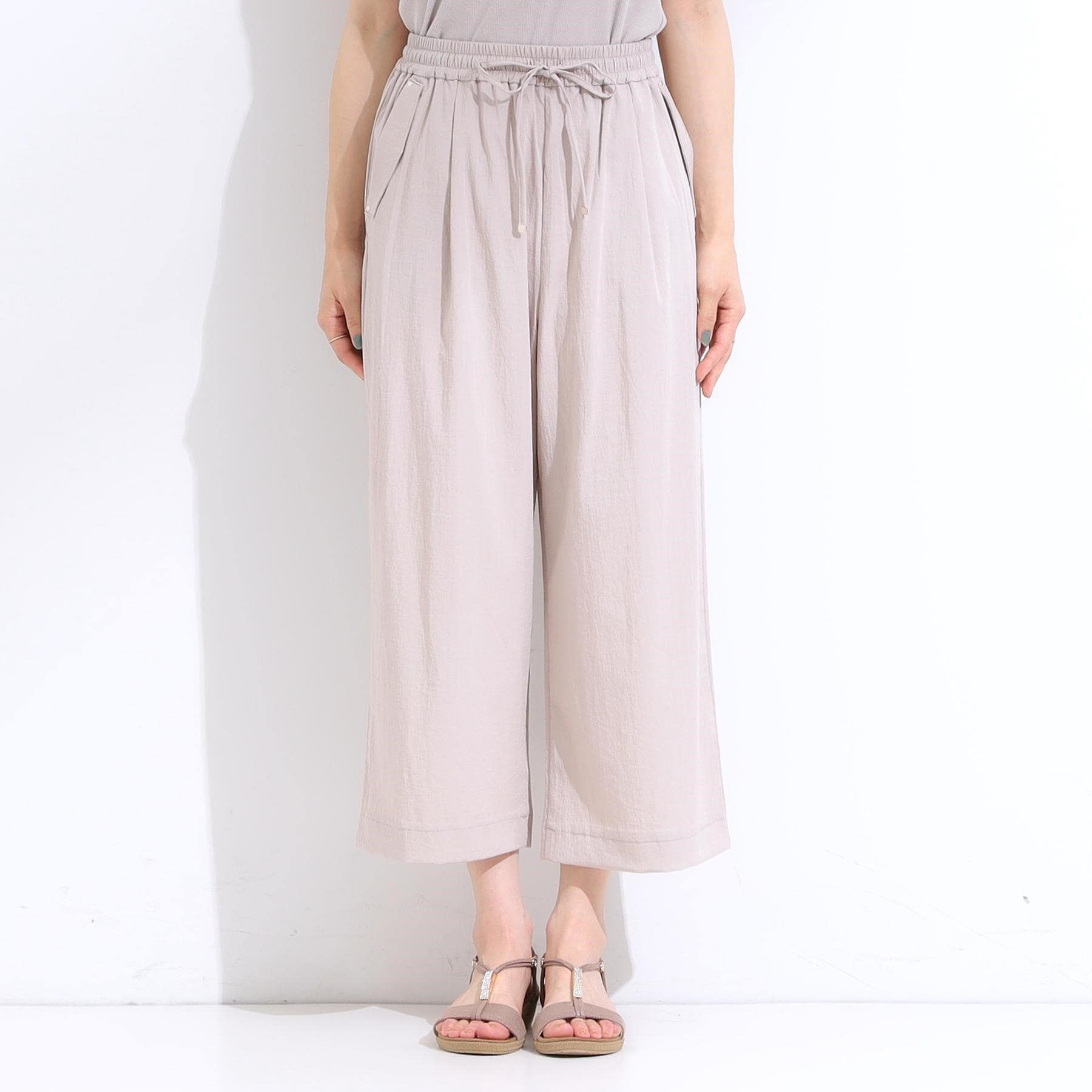 SHOO･LA･RUE「【着丈選べる/S-LL】触れる度ひんやり ゆるきれい イージーワイドパンツ」|その他|