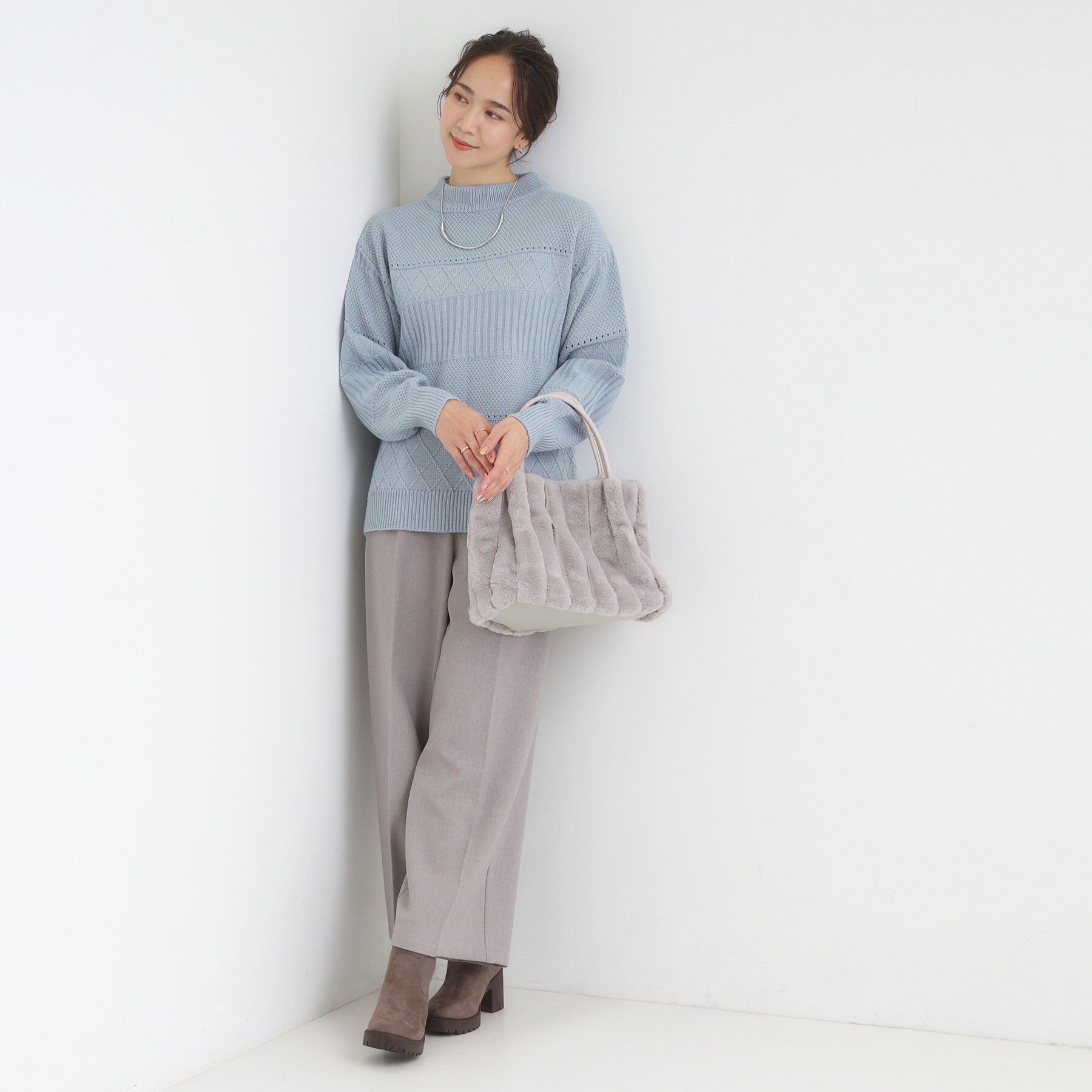 SHOO･LA･RUE「【高レビュー/2WAY】きれい見えで上品な ストライプファートートバッグ」|トートバッグ|