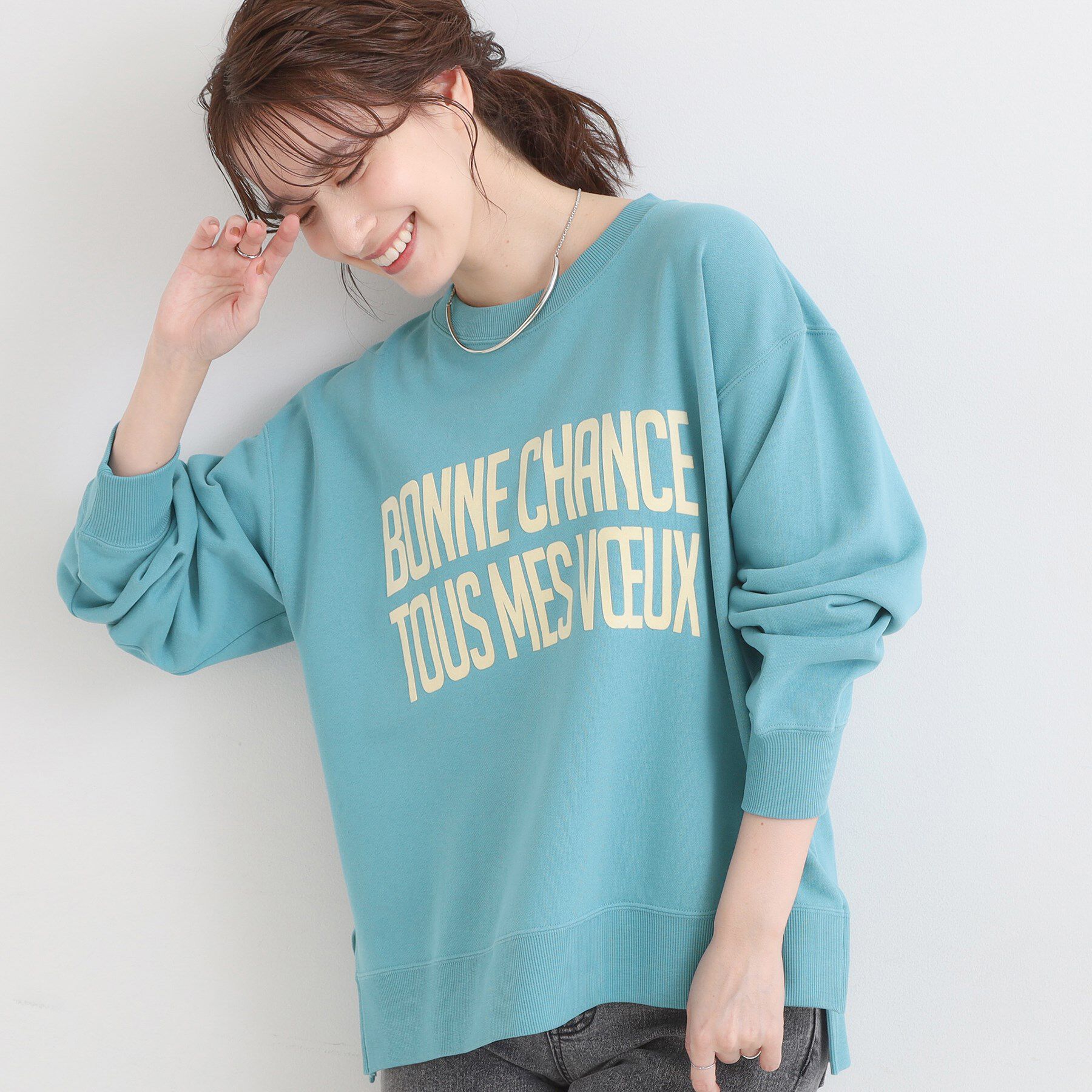 SHOO･LA･RUE「グラフィックアソート裏毛スウェット」|パーカー|ブルー(292)