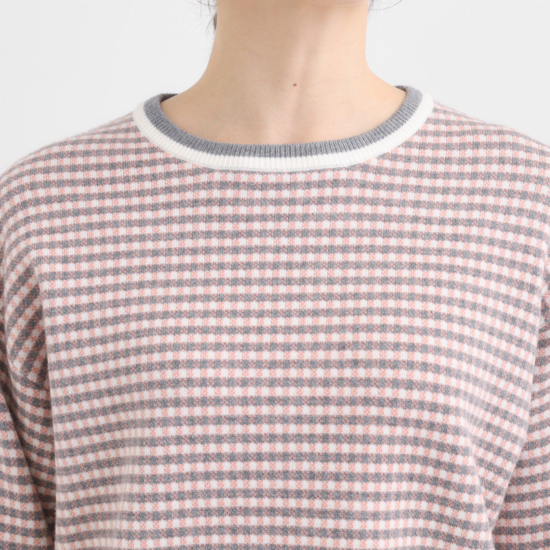 SHOO･LA･RUE「【洗濯機可/S-LL】クラシックなチェック柄が目を惹く 柔らかニット」|ニット・セーター|