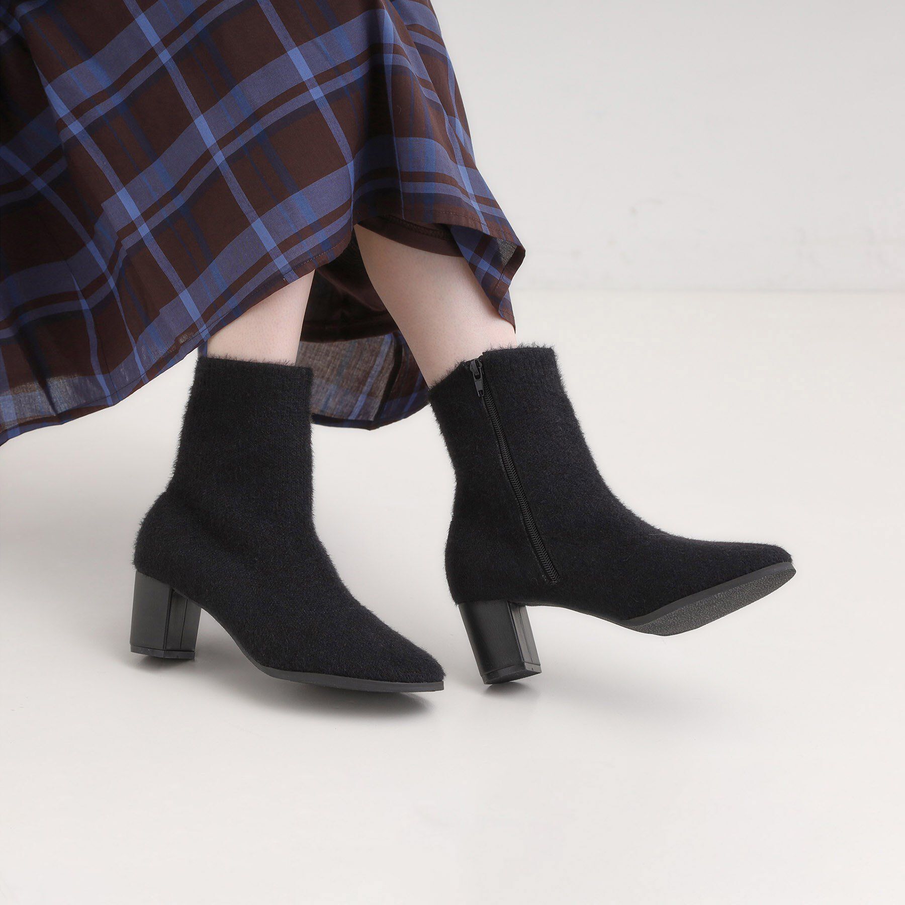 SHOO･LA･RUE「起毛ニットブーツ」|ショートブーツ|