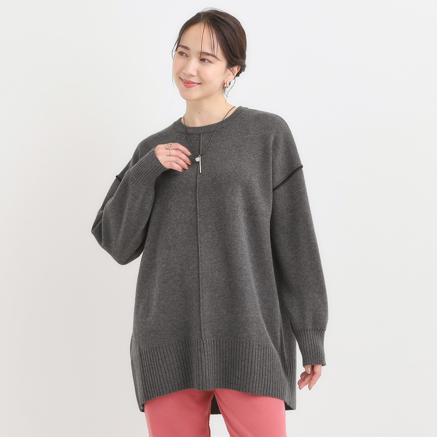 SHOO･LA･RUE「【洗濯機可/毛玉レス】上品に体型カバー チュニックニットワンピース」|チュニック|