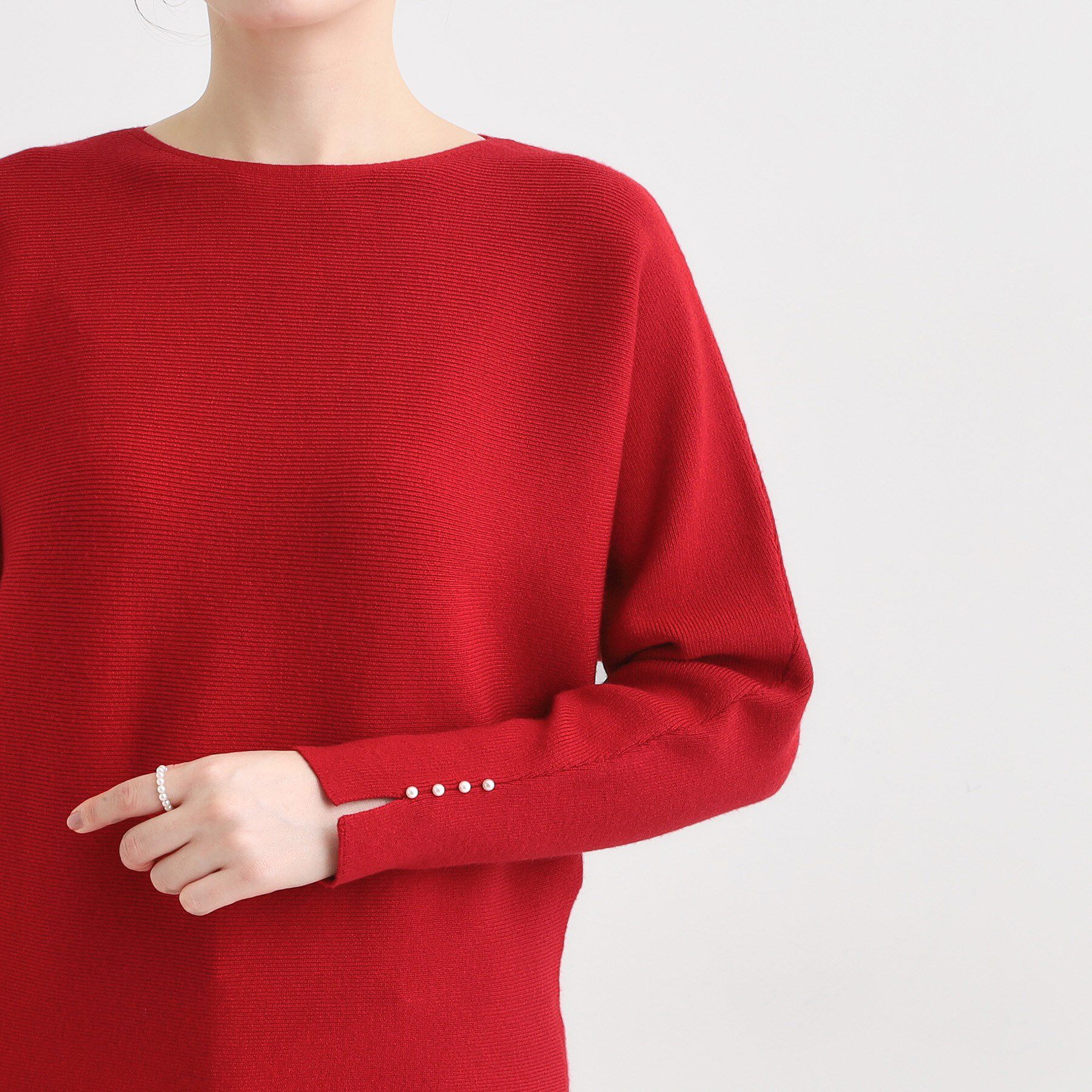 SHOO･LA･RUE「【洗濯機可】女性らしさ溢れる もちもちタッチが心地よい ドルマンニット」|ニット・セーター|