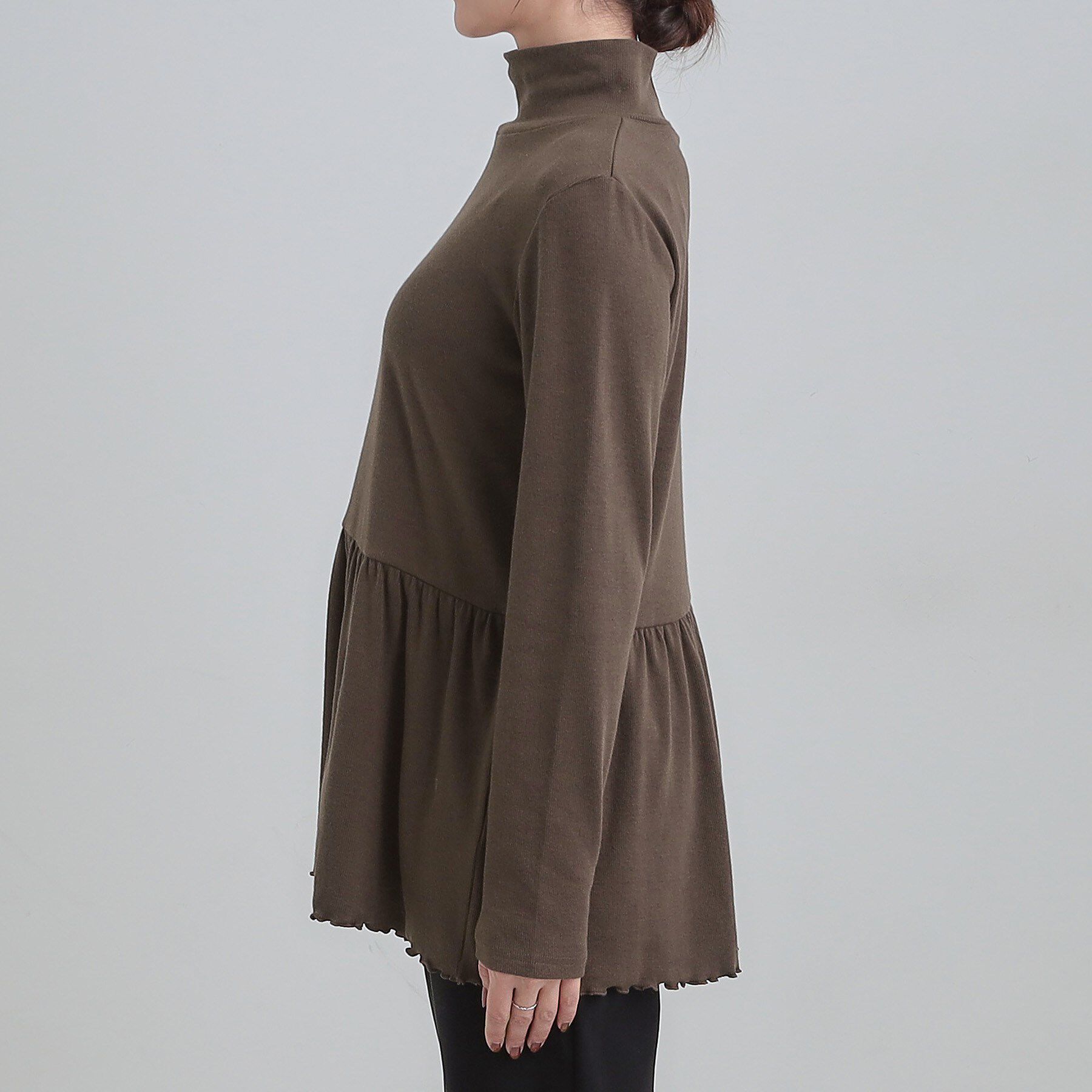 SHOO･LA･RUE「【洗濯機可/S-LL】品よく重ねる ペプラムリブトップス」|チュニック|