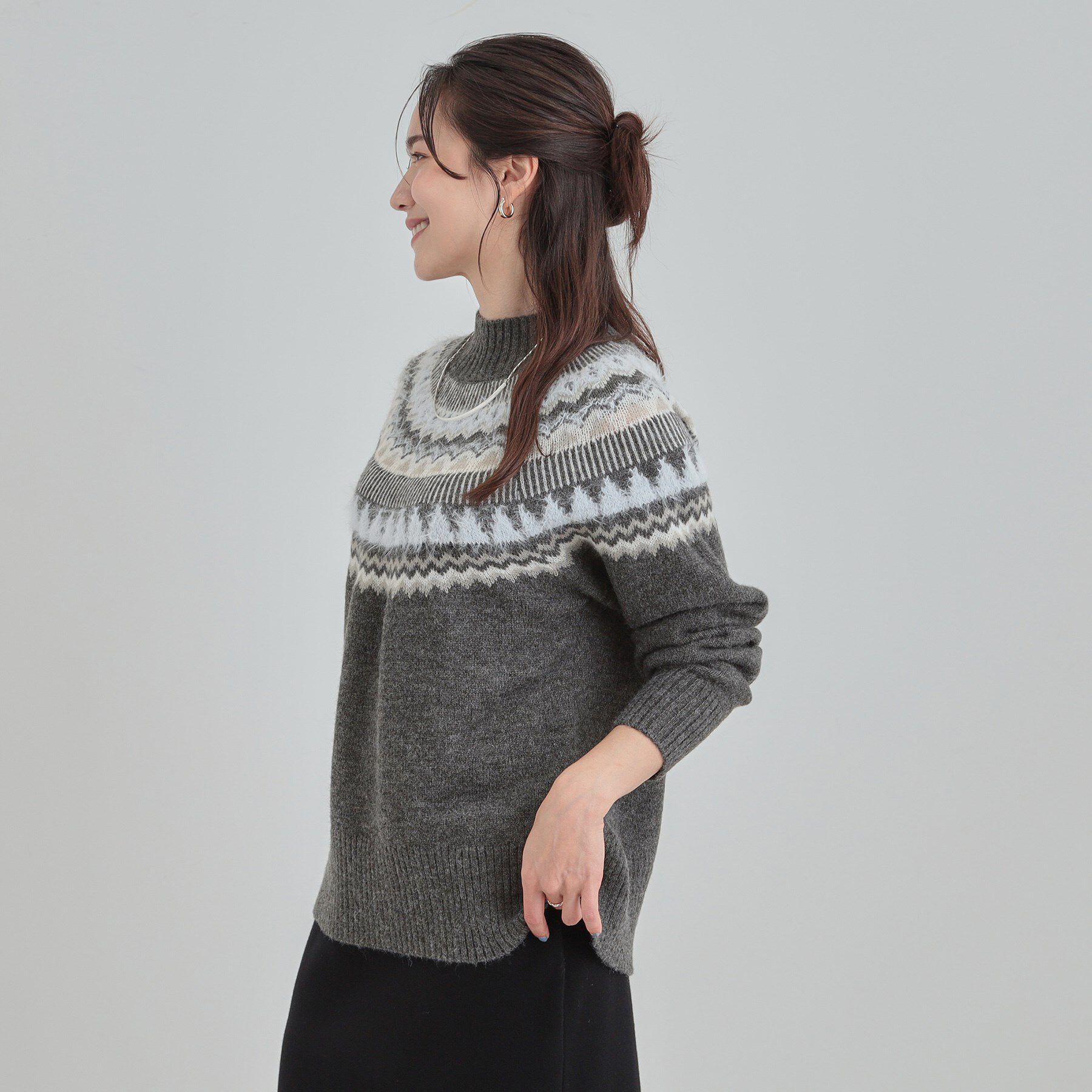 SHOO･LA･RUE「【洗濯機可/S-LL】配色が大人かわいい　フェアアイル柄求心ニット」|ニット・セーター|