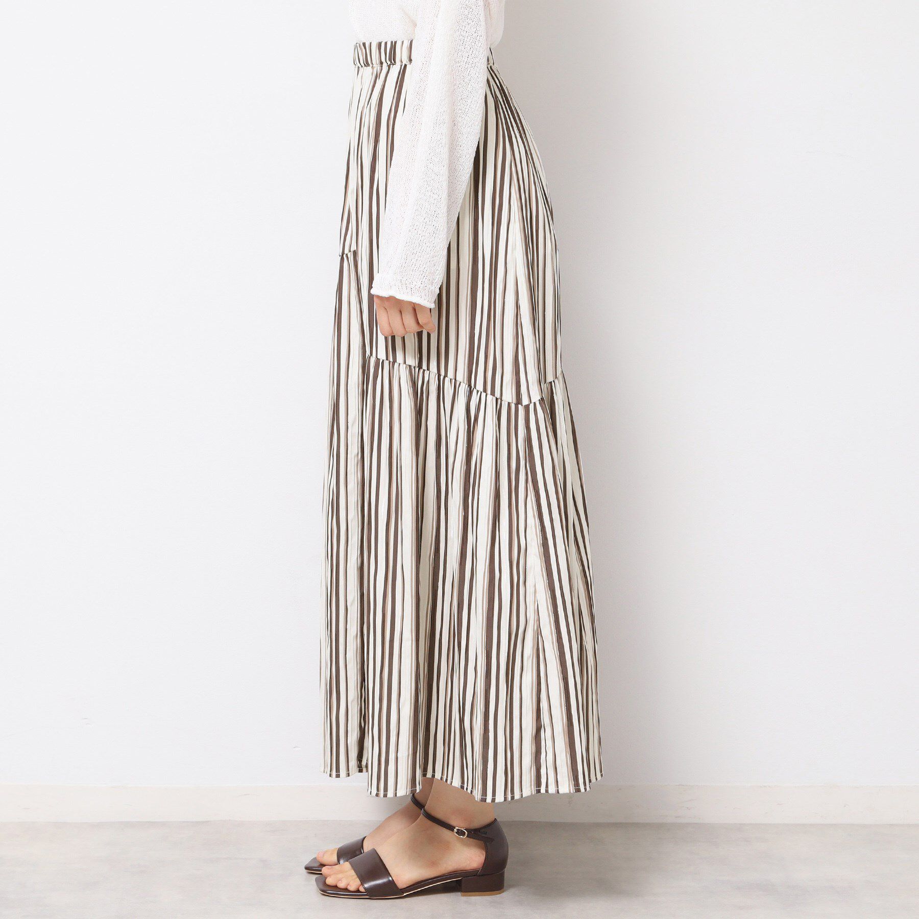 Dessin「◆【ウエストゴム・洗える】ストライプ柄切り替えスカート」|スカート|