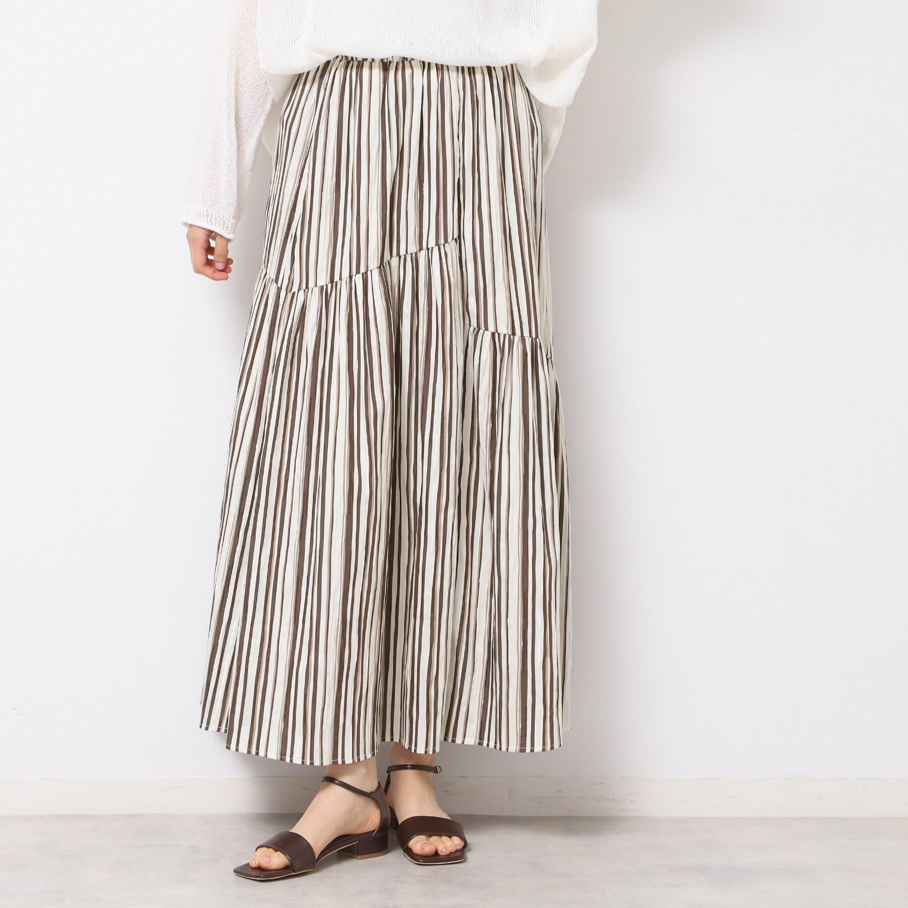 Dessin「◆【ウエストゴム・洗える】ストライプ柄切り替えスカート」|スカート|
