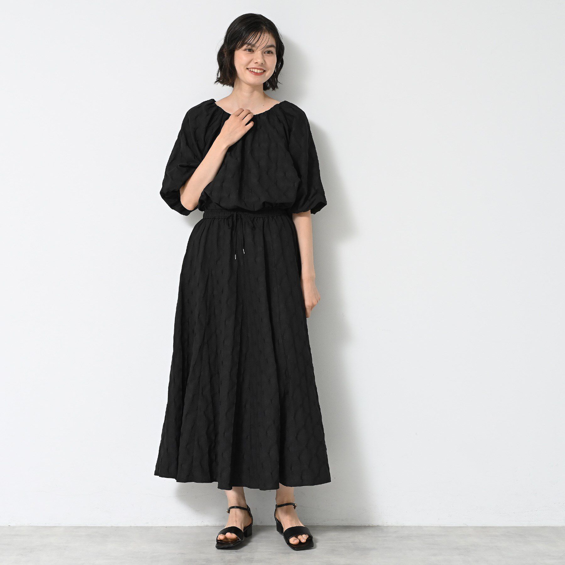 Dessin「【ウエストゴム・洗える】ジャガードフレアースカート」|スカート|