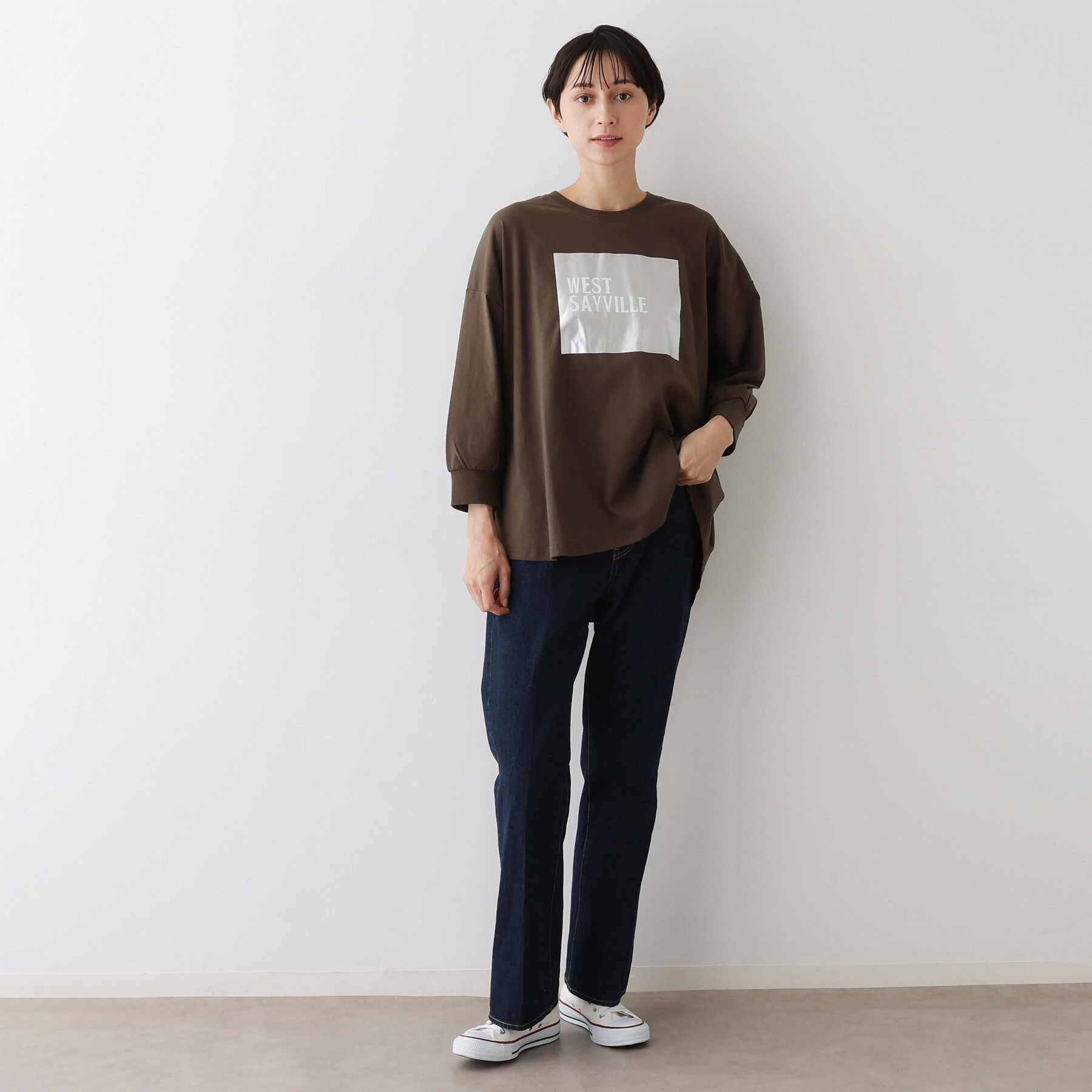 Dessin「【洗える】箔プリントロングTシャツ」|Tシャツ・カットソー|