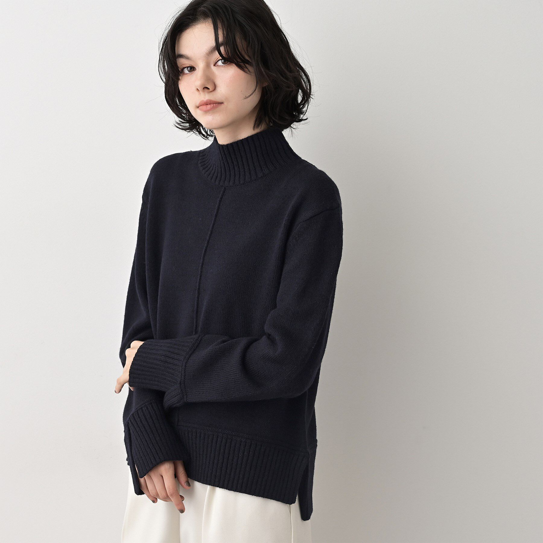 Dessin「【洗える】センタータックラインハイネックニット」|ニット・セーター|