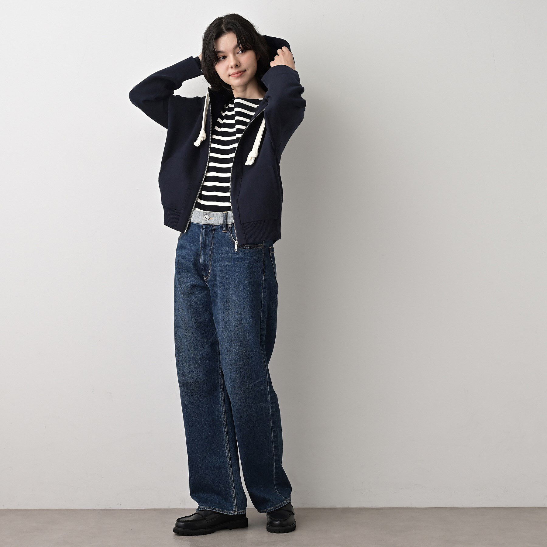 Dessin「【洗える】コットンカシミヤブレンドフードジップカーディガン」|パーカー|