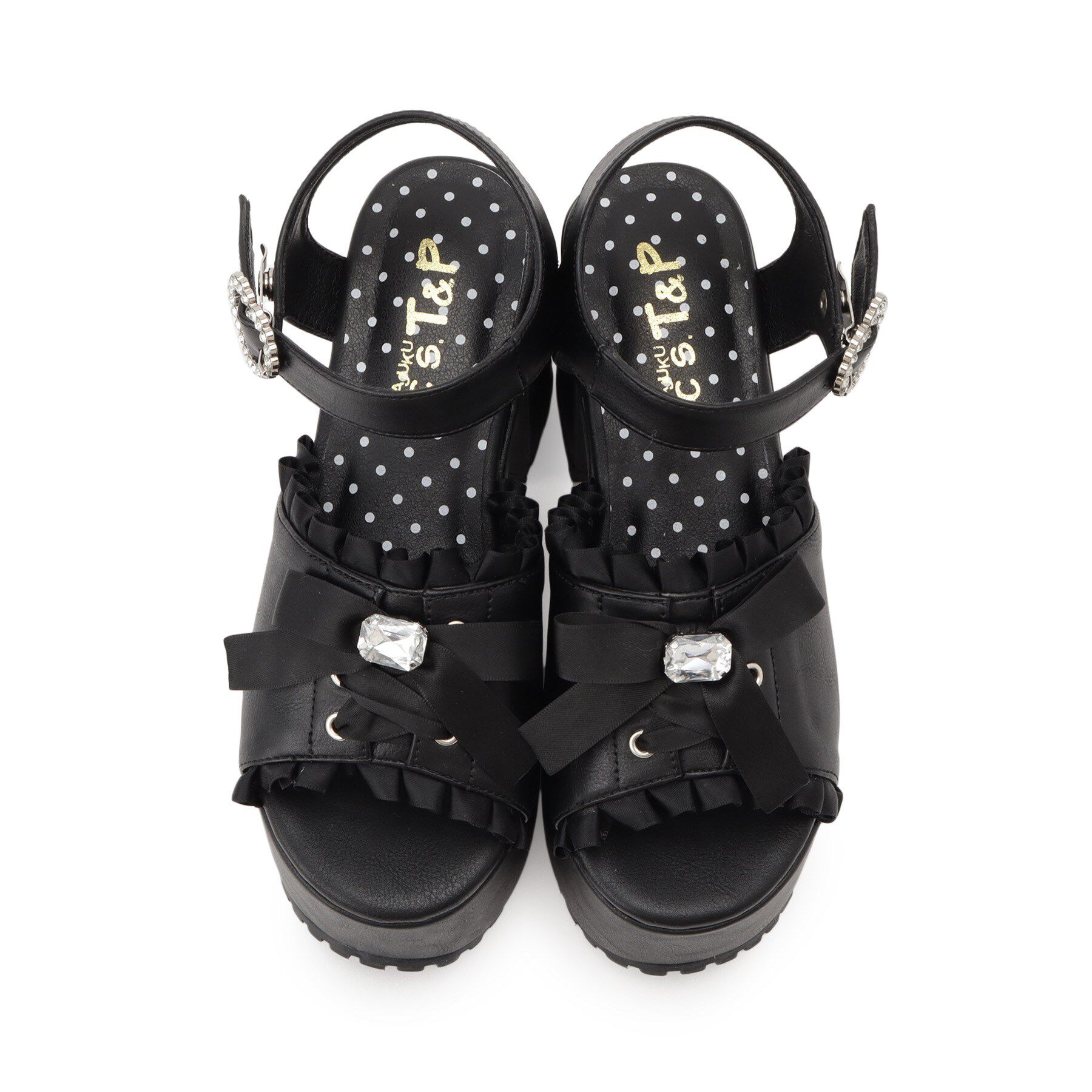 csT&P「地雷系 厚底リボンレースアップサンダル」|サンダル|