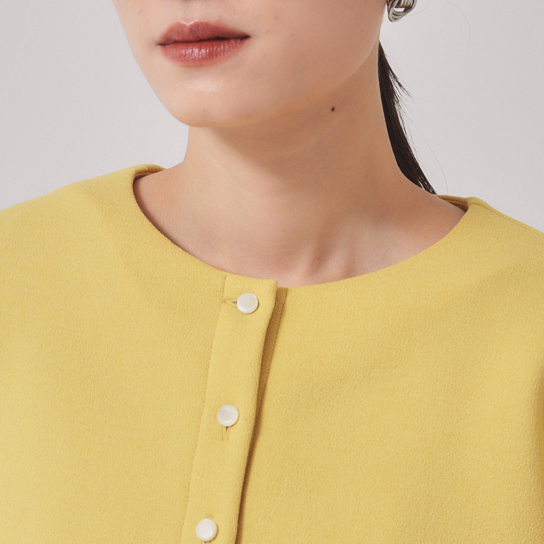 SunaUna「【裾シフォン／パフスリーブ】ペプラムブルゾン」|カーディガン|