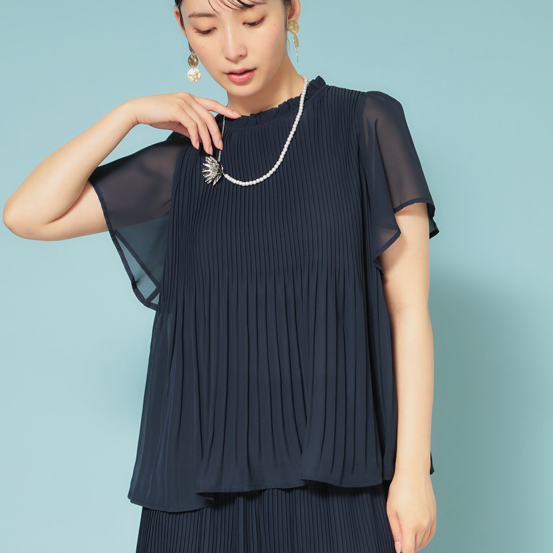 SunaUna「【新作／プリーツ／フレアスリーブ】Aラインブラウス」|シャツ・ブラウス|