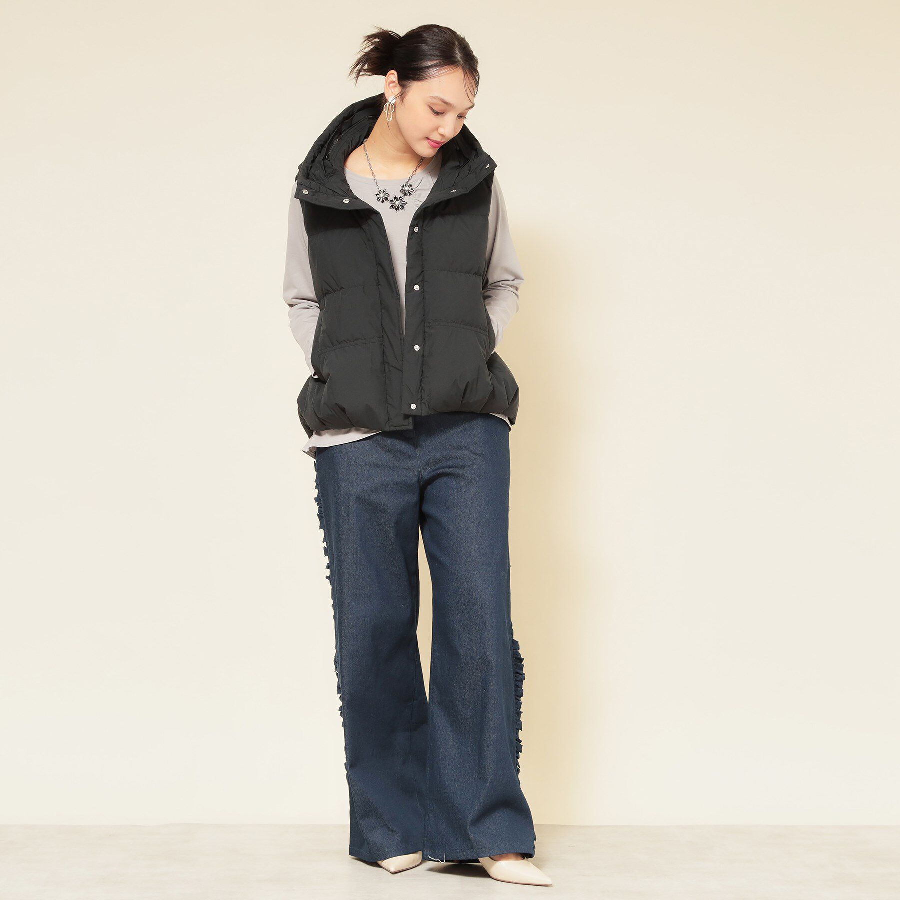 SunaUna「【フード付き／2色展開】ダウンベスト」|ダウンベスト・ベスト|