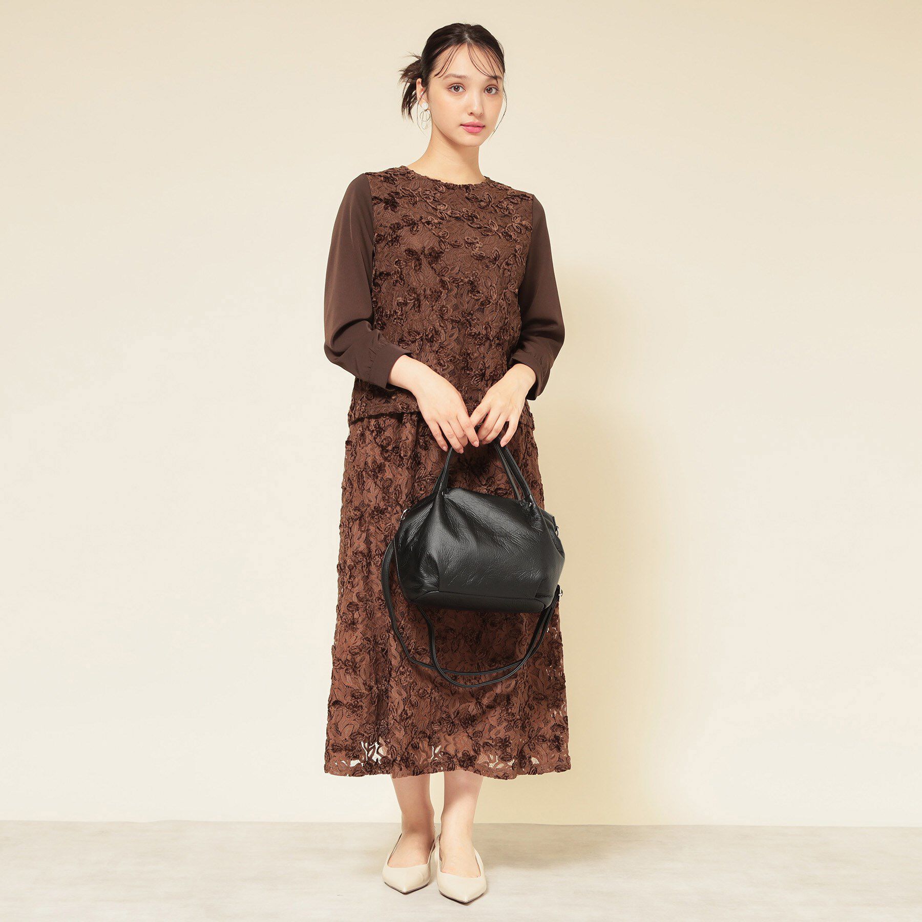 SunaUna「【2WAY／オリジナルプリント裏使用】タックトートバック」|トートバッグ|